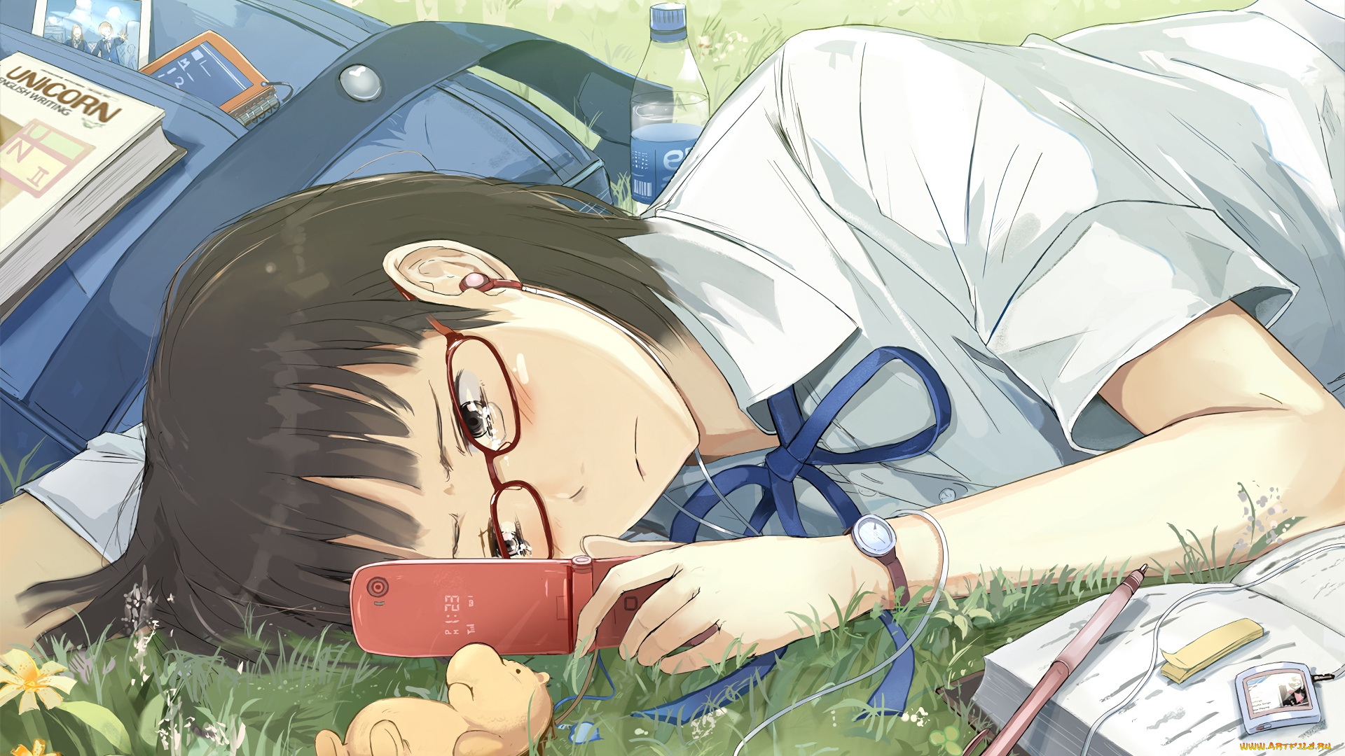 аниме, unknown, , другое, фон, взгляд, девушка