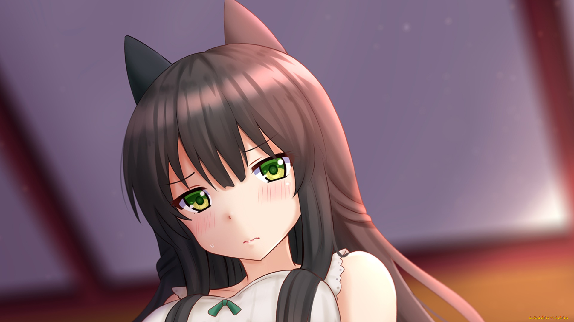 аниме, urara, meirochou, девушка, взгляд, фон