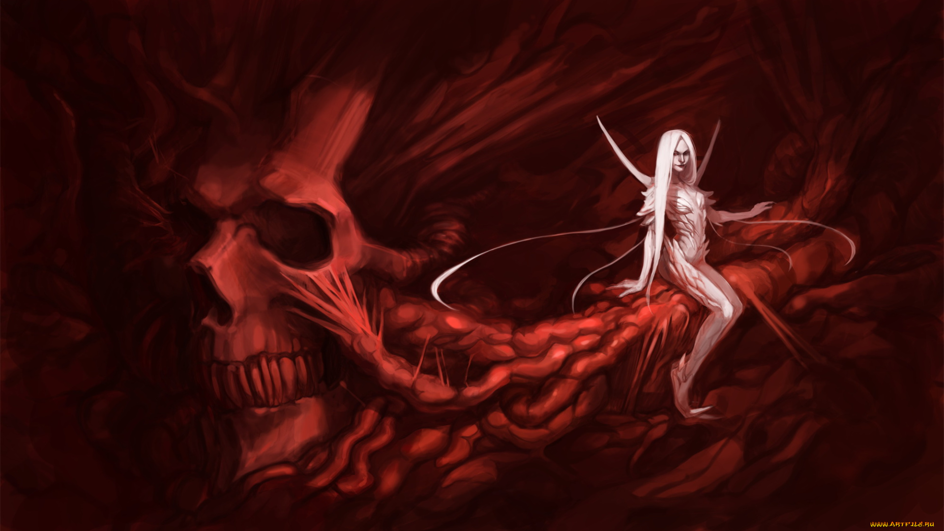 фэнтези, существа, существо, фон, взгляд, череп