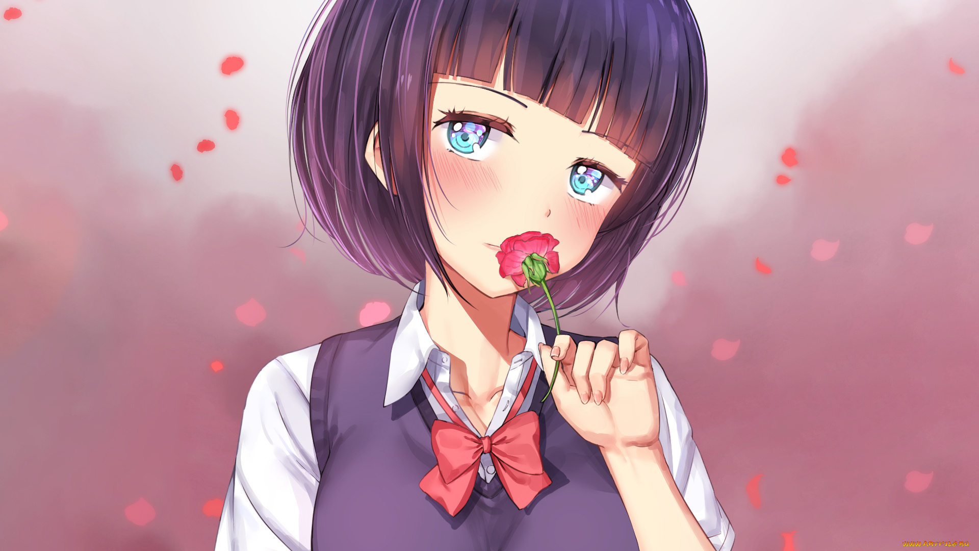 kuzu, no, honkai, аниме, девушка, взгляд, фон