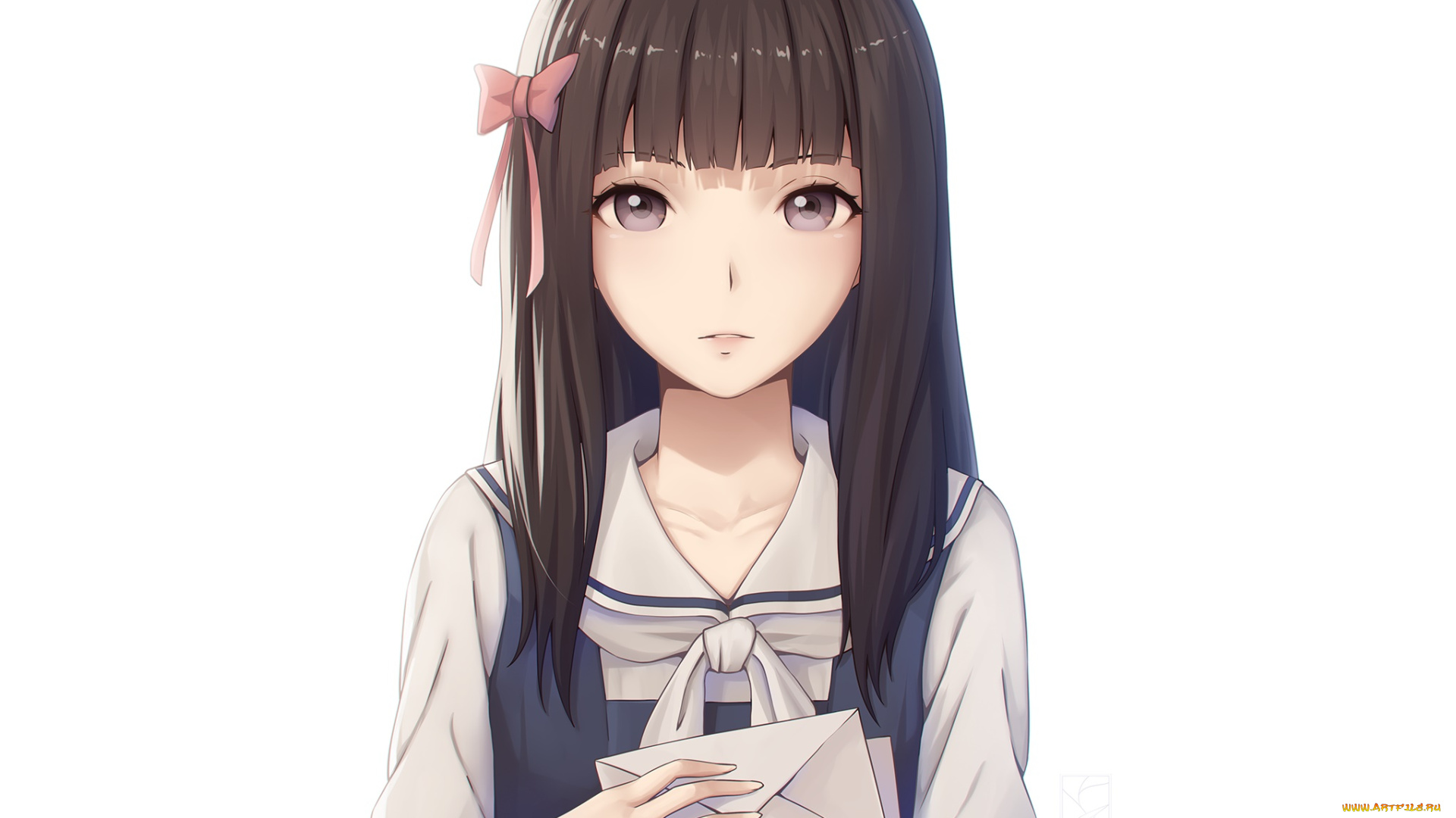 root, letter, аниме, unknown, , другое, фон, взгляд, девушка