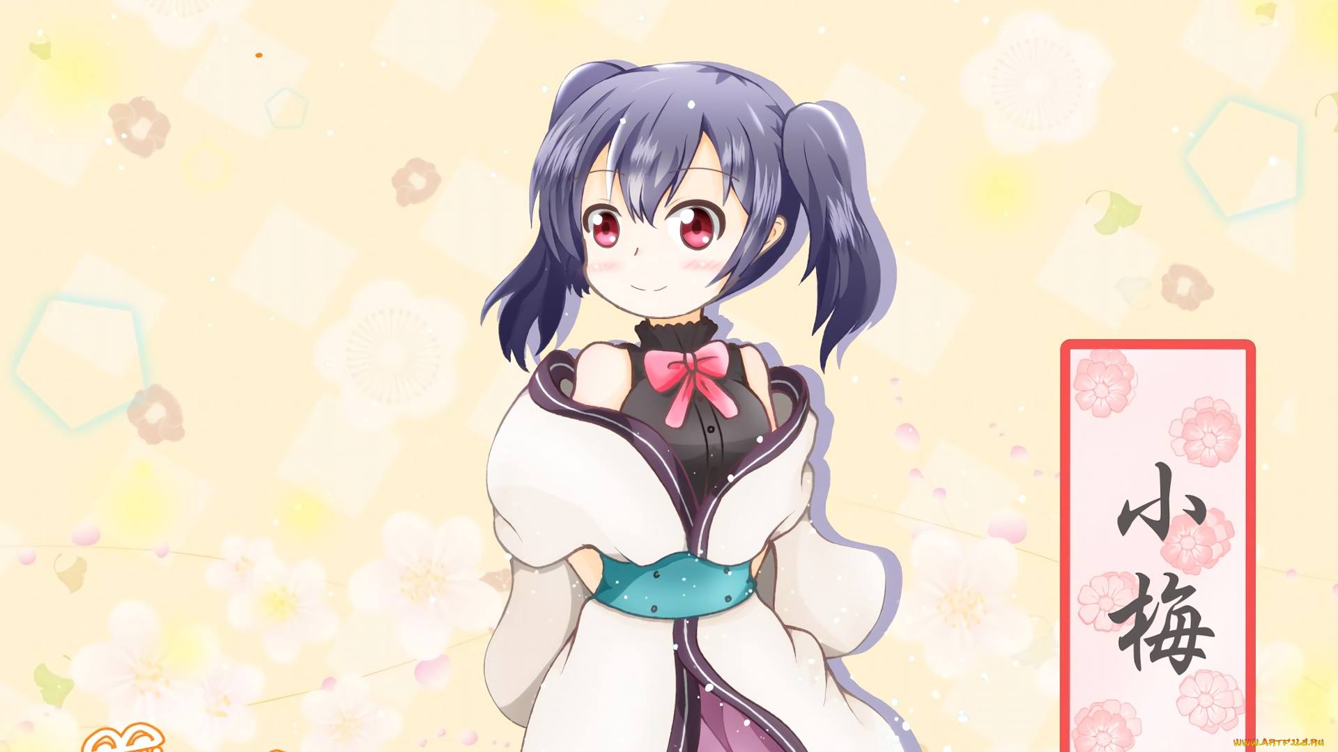 urara, meirochou, аниме, девушка, взгляд, фон