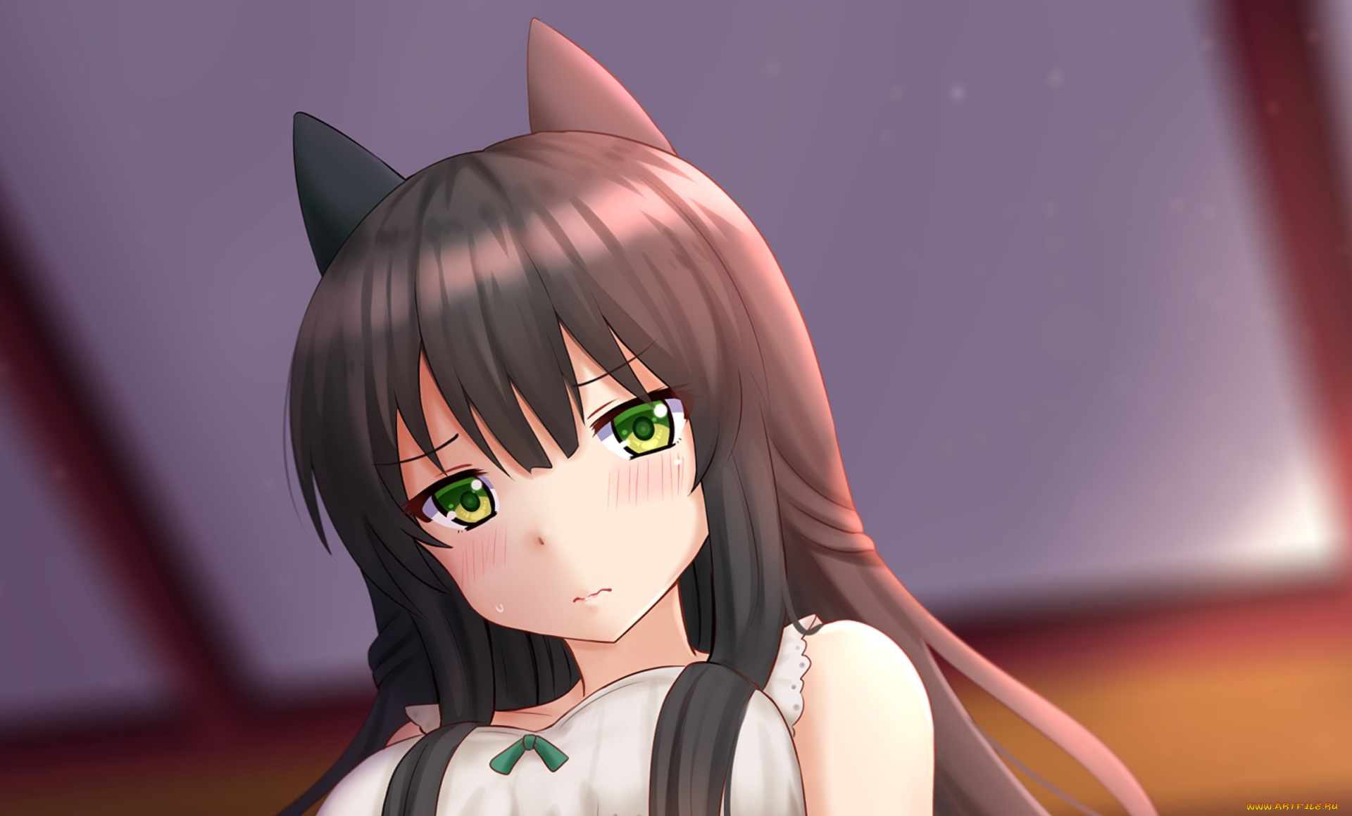 аниме, urara, meirochou, девушка, взгляд, фон