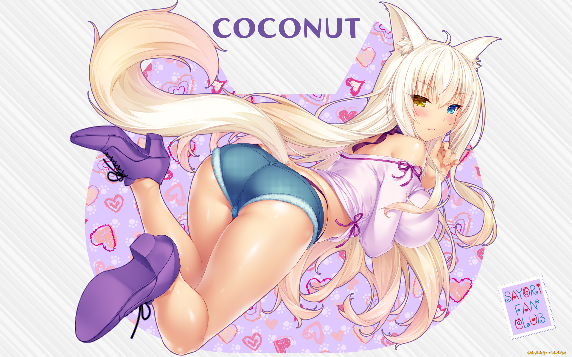 аниме, nekopara, девушка, взгляд, фон