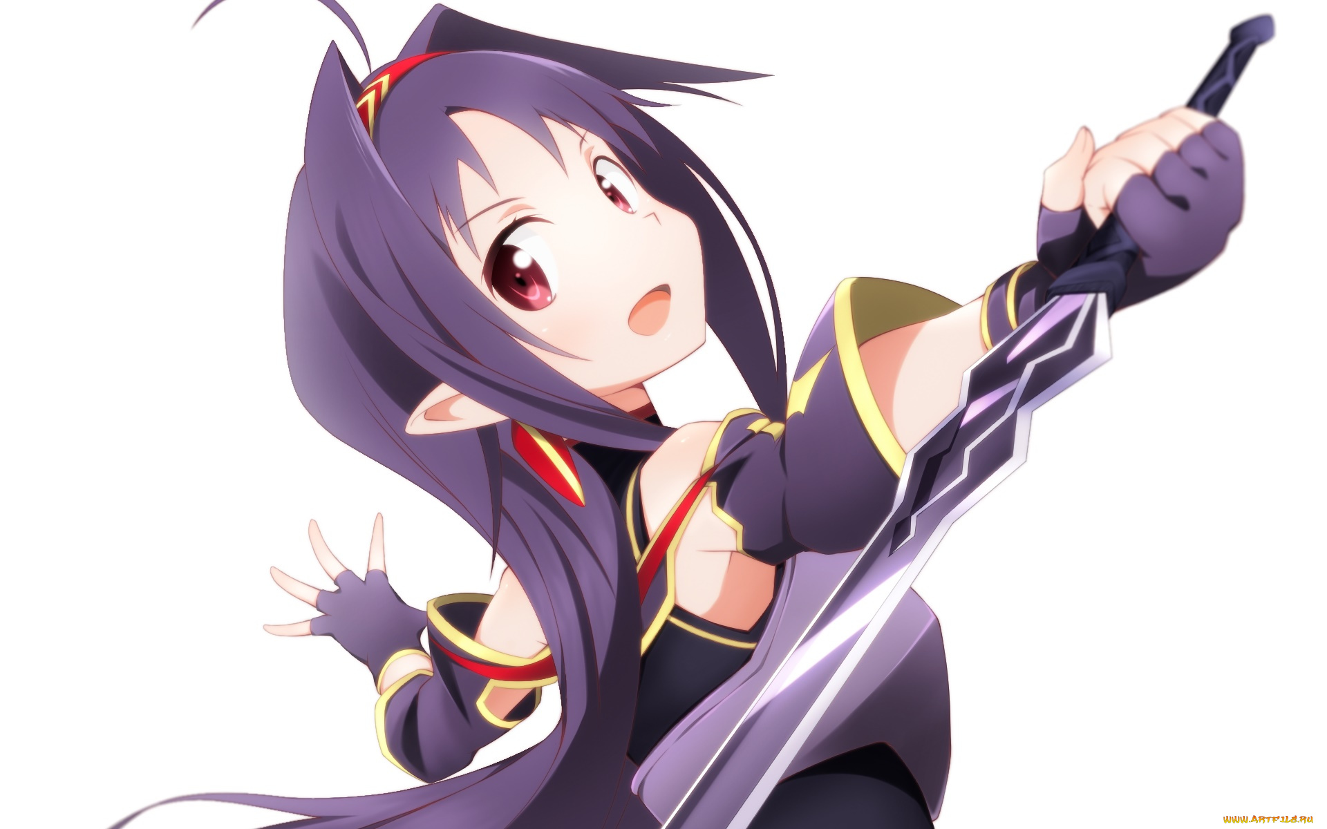 аниме, sword, art, online, девушка, взгляд, фон