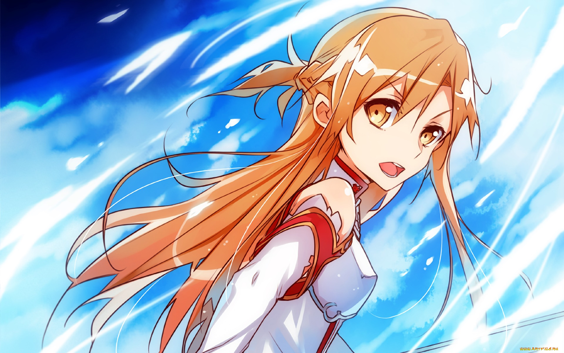 аниме, sword, art, online, девушка, взгляд, фон