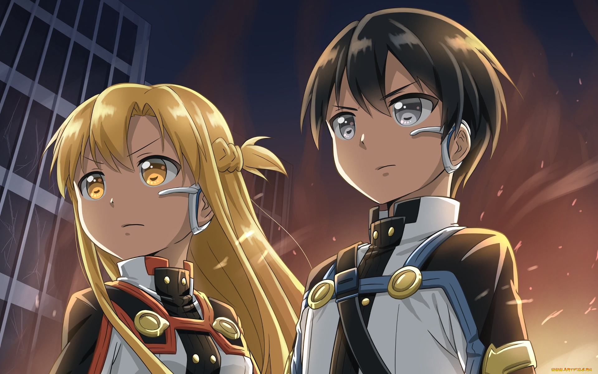 аниме, sword, art, online, девушка, взгляд, фон