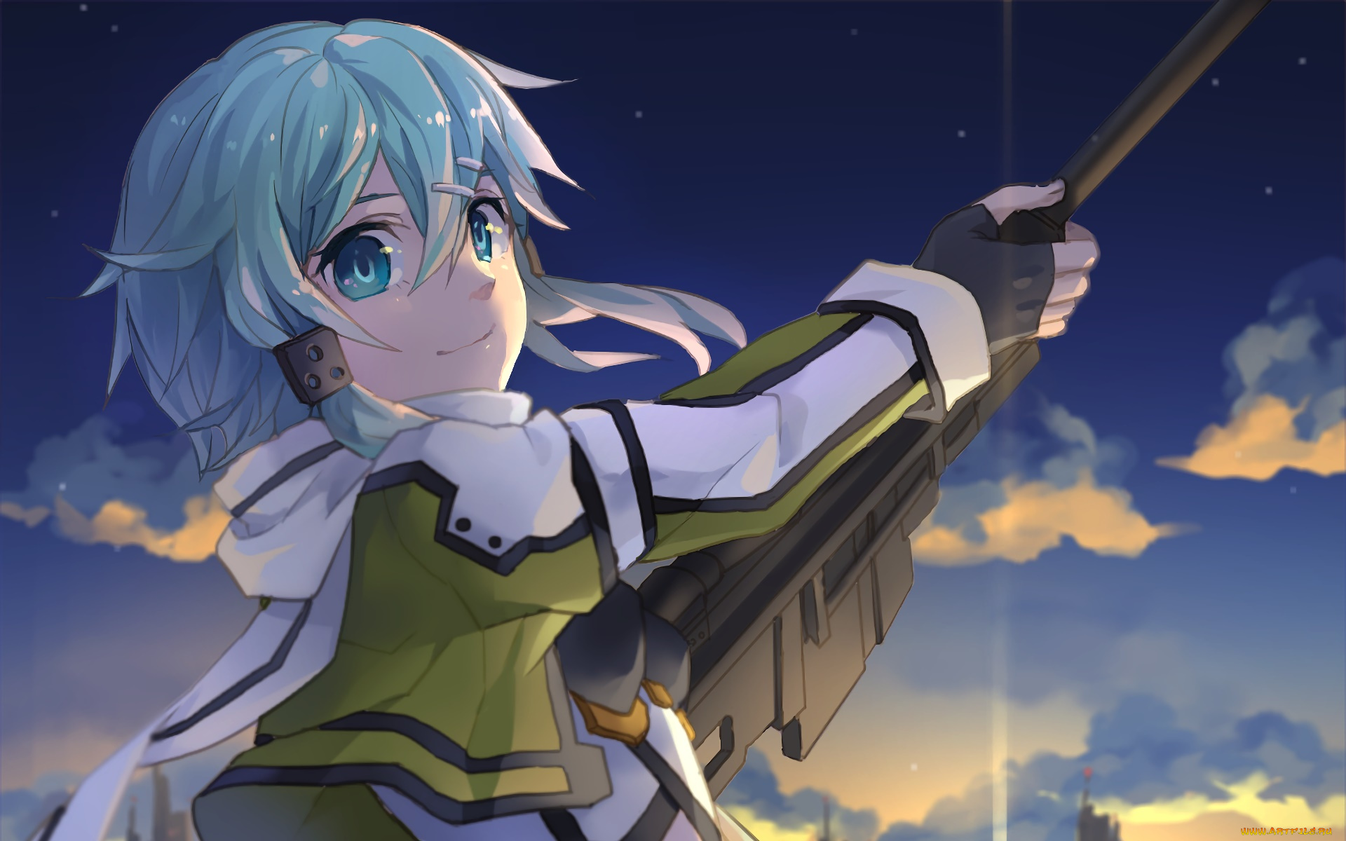 аниме, sword, art, online, девушка, взгляд, фон