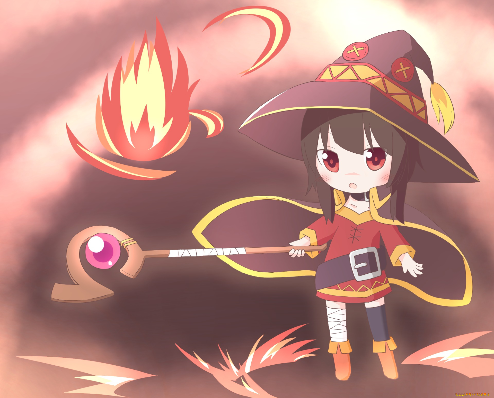 аниме, kono, subarashii, sekai, ni, shukufuku, wo, девушка, фон, взгляд