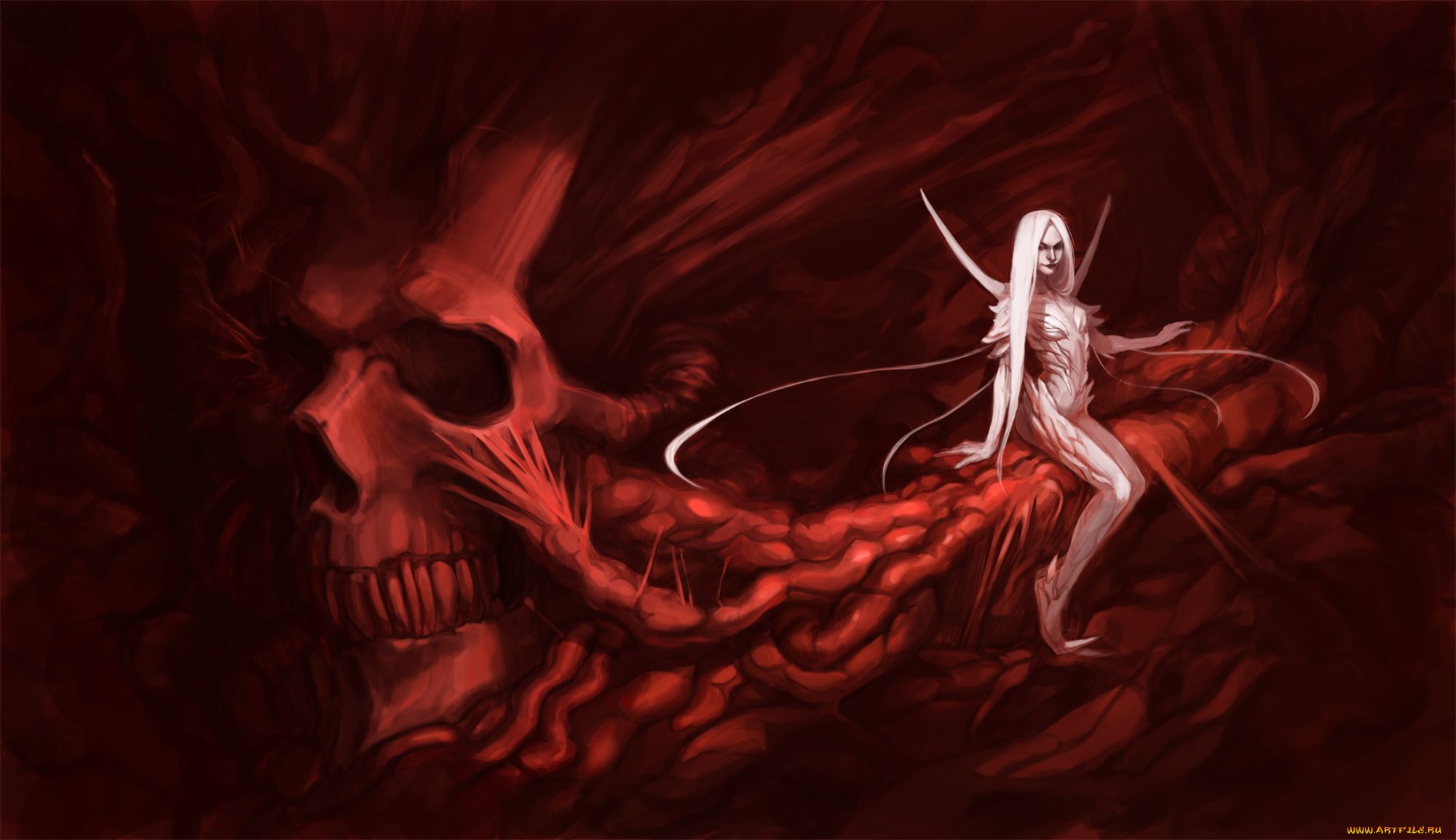 фэнтези, существа, существо, фон, взгляд, череп