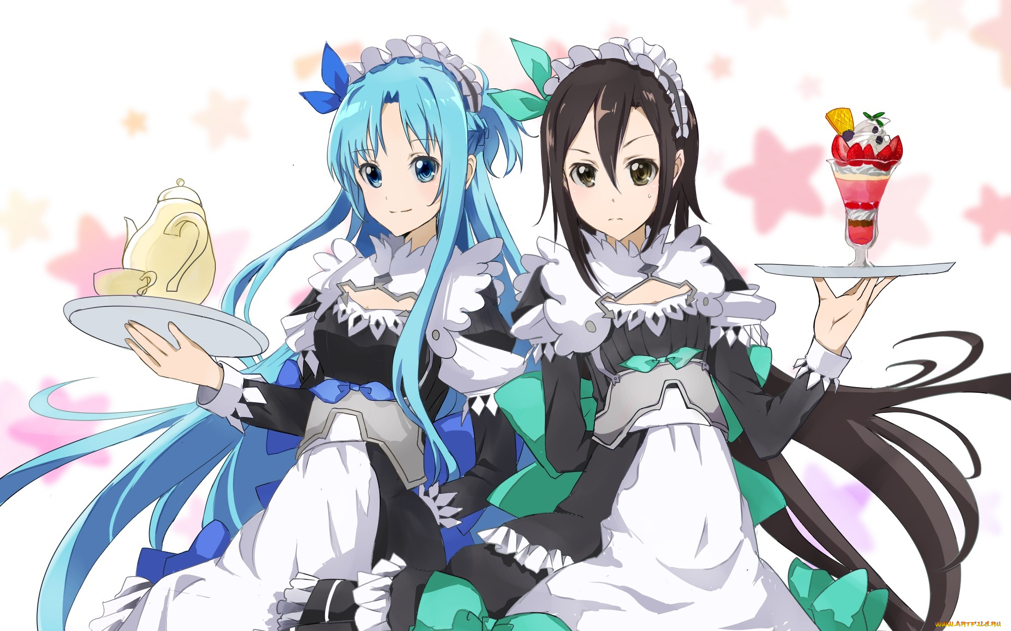 аниме, sword, art, online, девушки, взгляд, фон