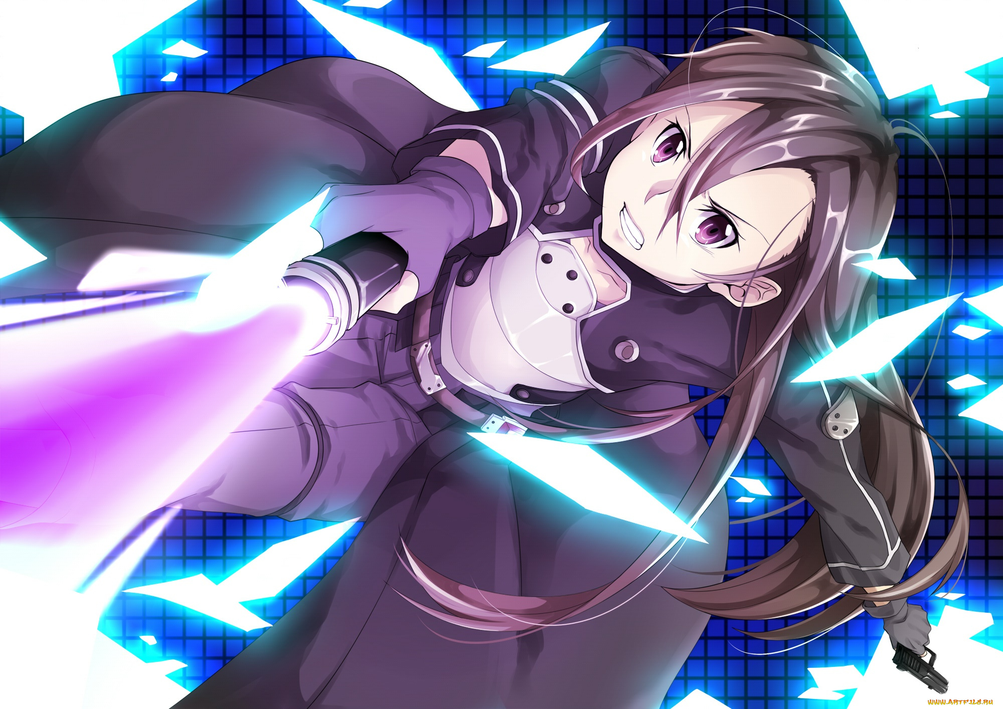 аниме, sword, art, online, девушка, взгляд, фон