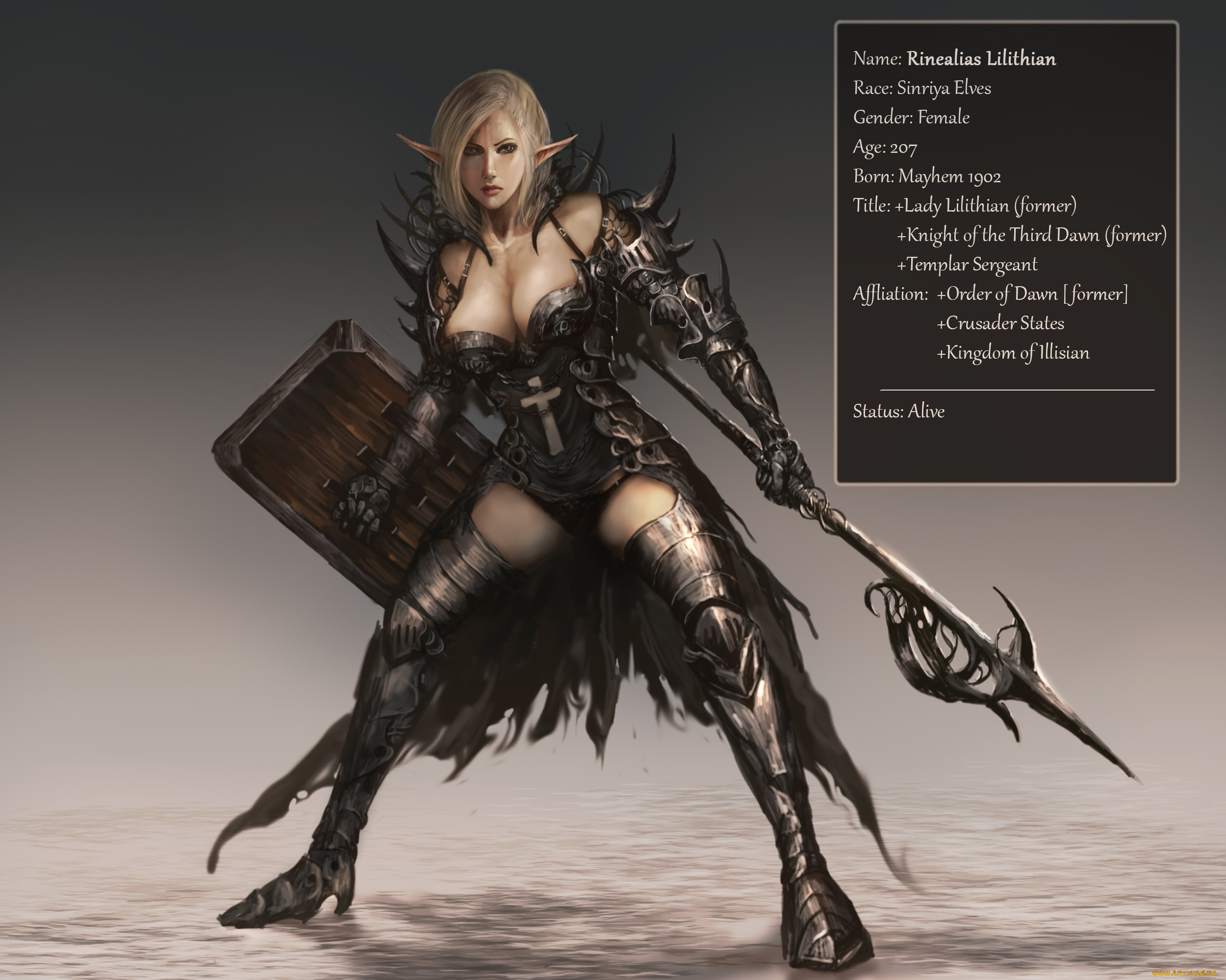 фэнтези, эльфы, девушка, фон, взгляд, униформа, оружие