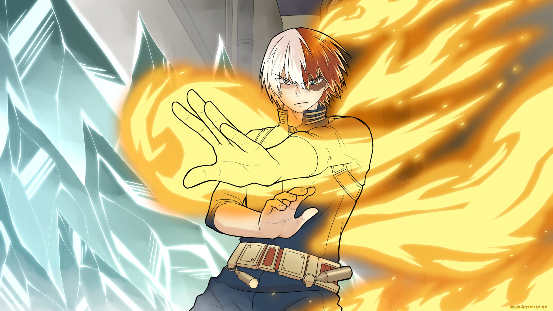 аниме, boku, no, hero, academia, тодороки, шото