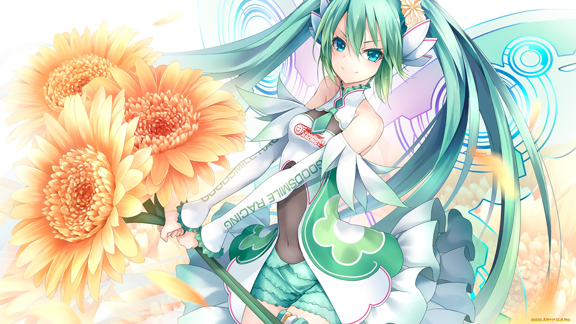 аниме, vocaloid, девушка, взгляд, фон