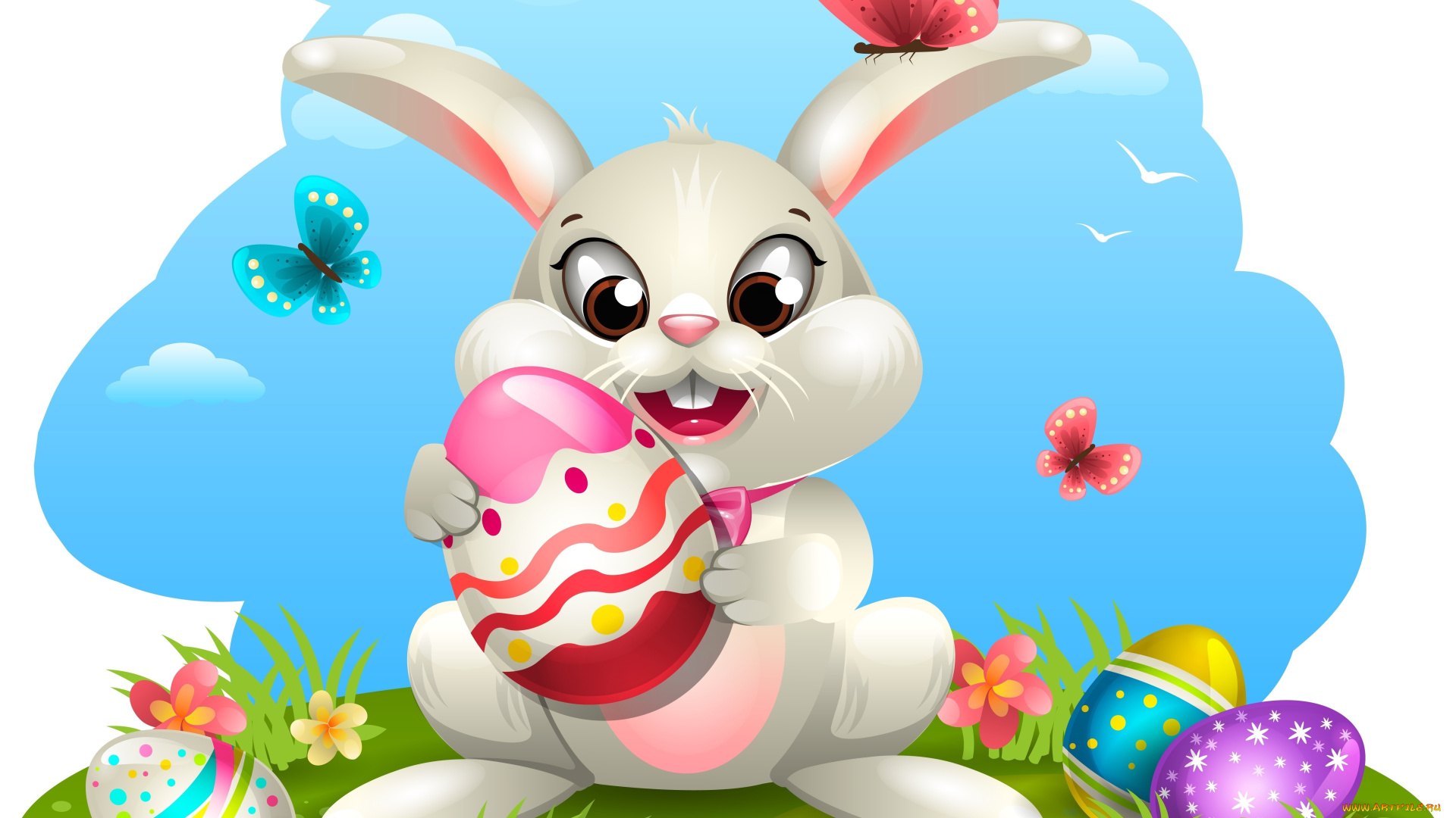 праздничные, пасха, яйца, фон, кролик