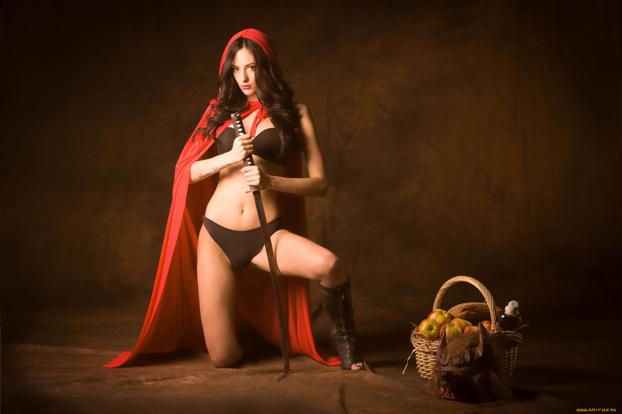 девушки, -unsort, , девушки, с, оружием, меч, красная, шапочка