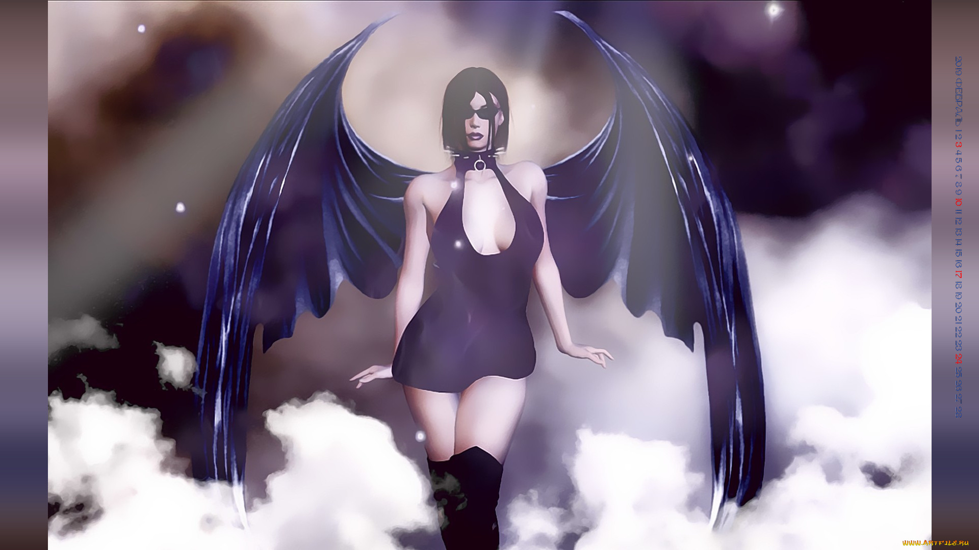 календари, фэнтези, очки, девушка, крылья