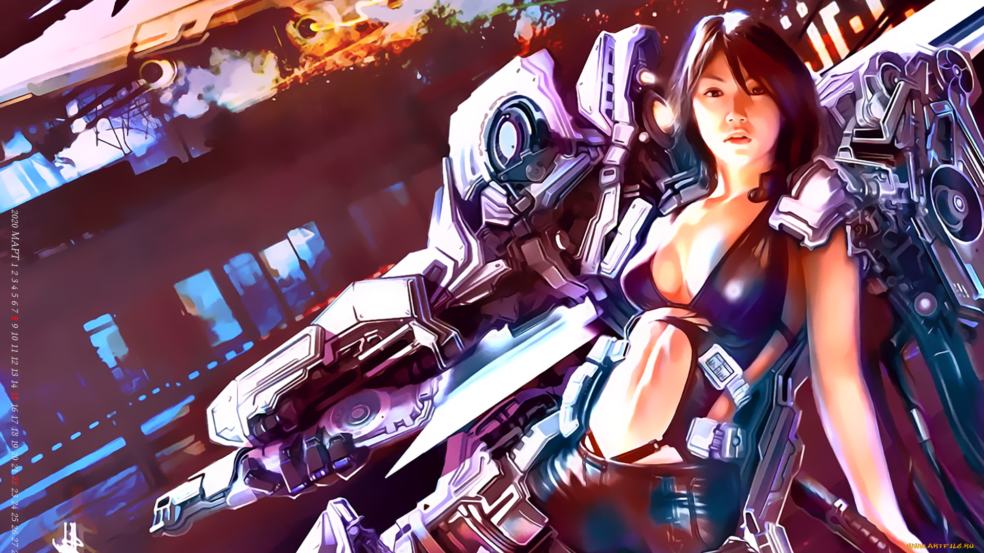 календари, фэнтези, девушка, оружие, calendar, 2020