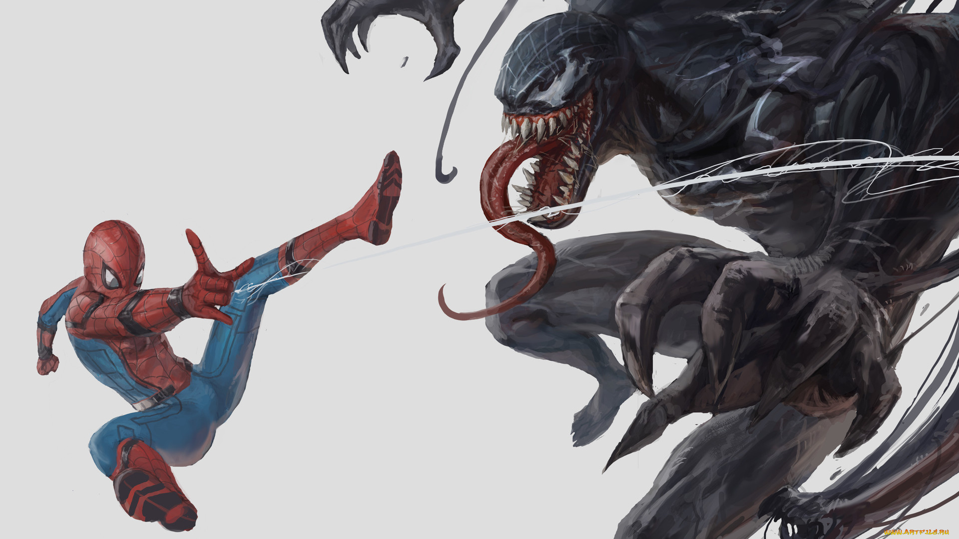 рисованное, комиксы, человек-паук, веном, паутина