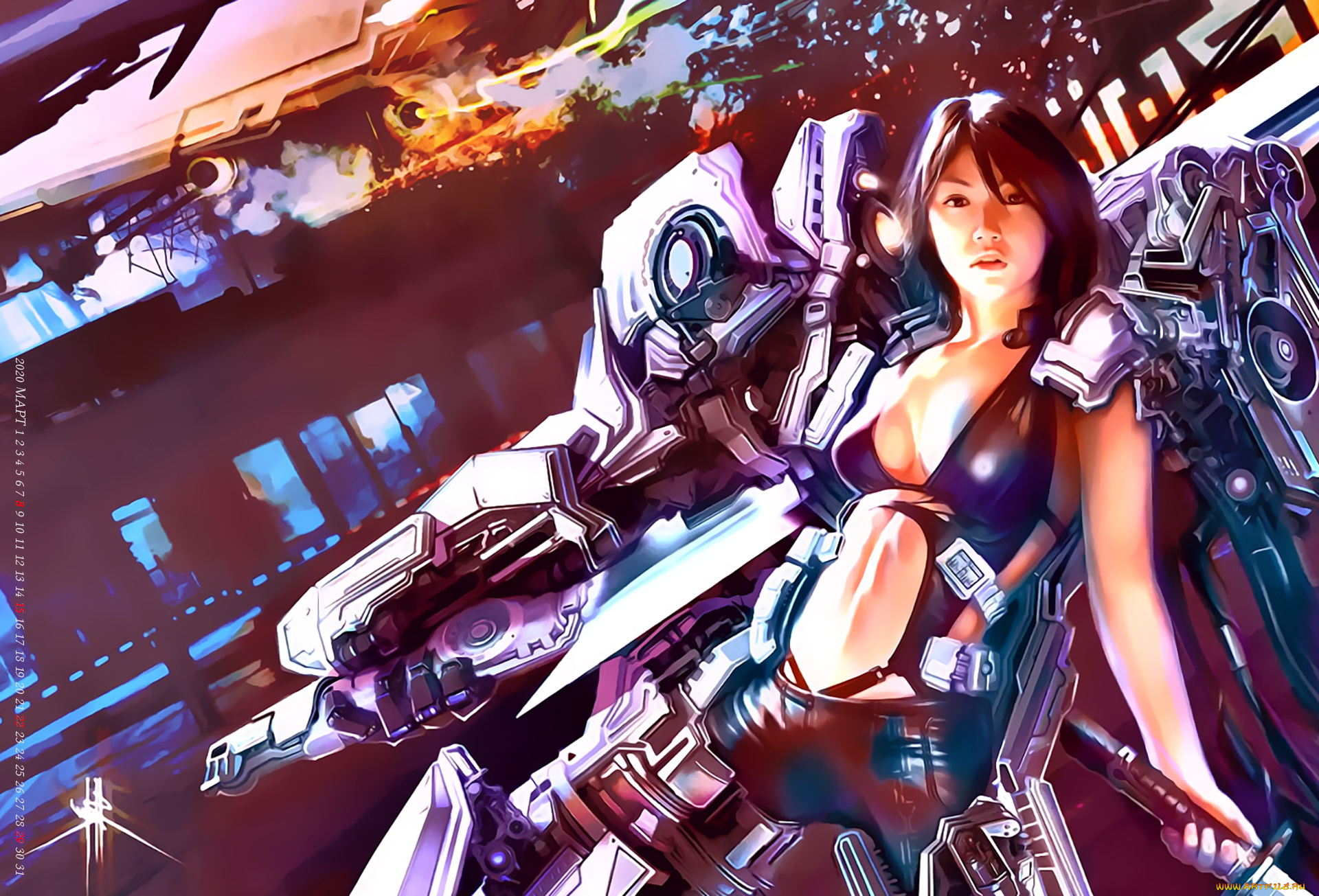 календари, фэнтези, девушка, оружие, calendar, 2020