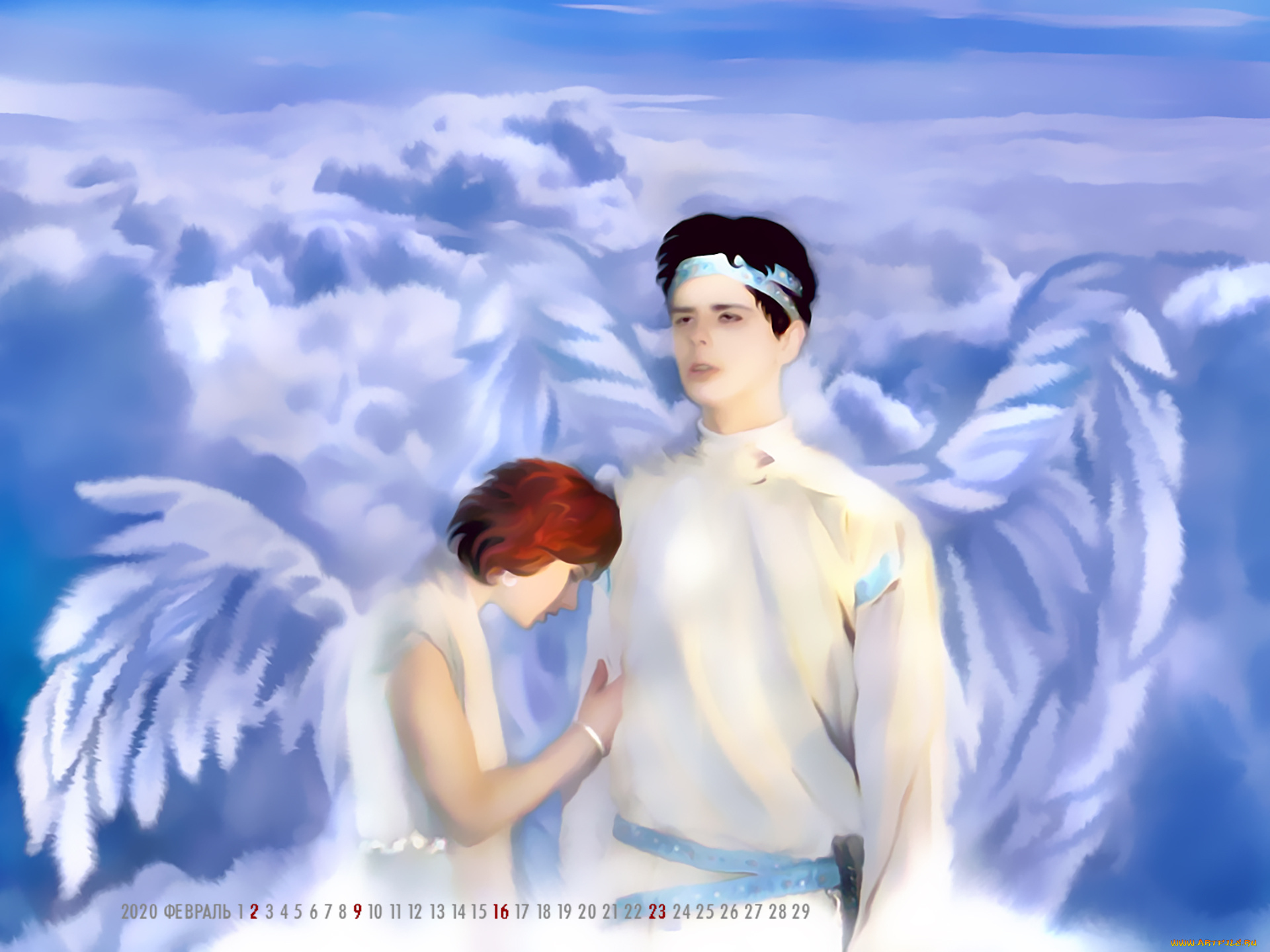 календари, фэнтези, крылья, девушка, мужчина, calendar, 2020