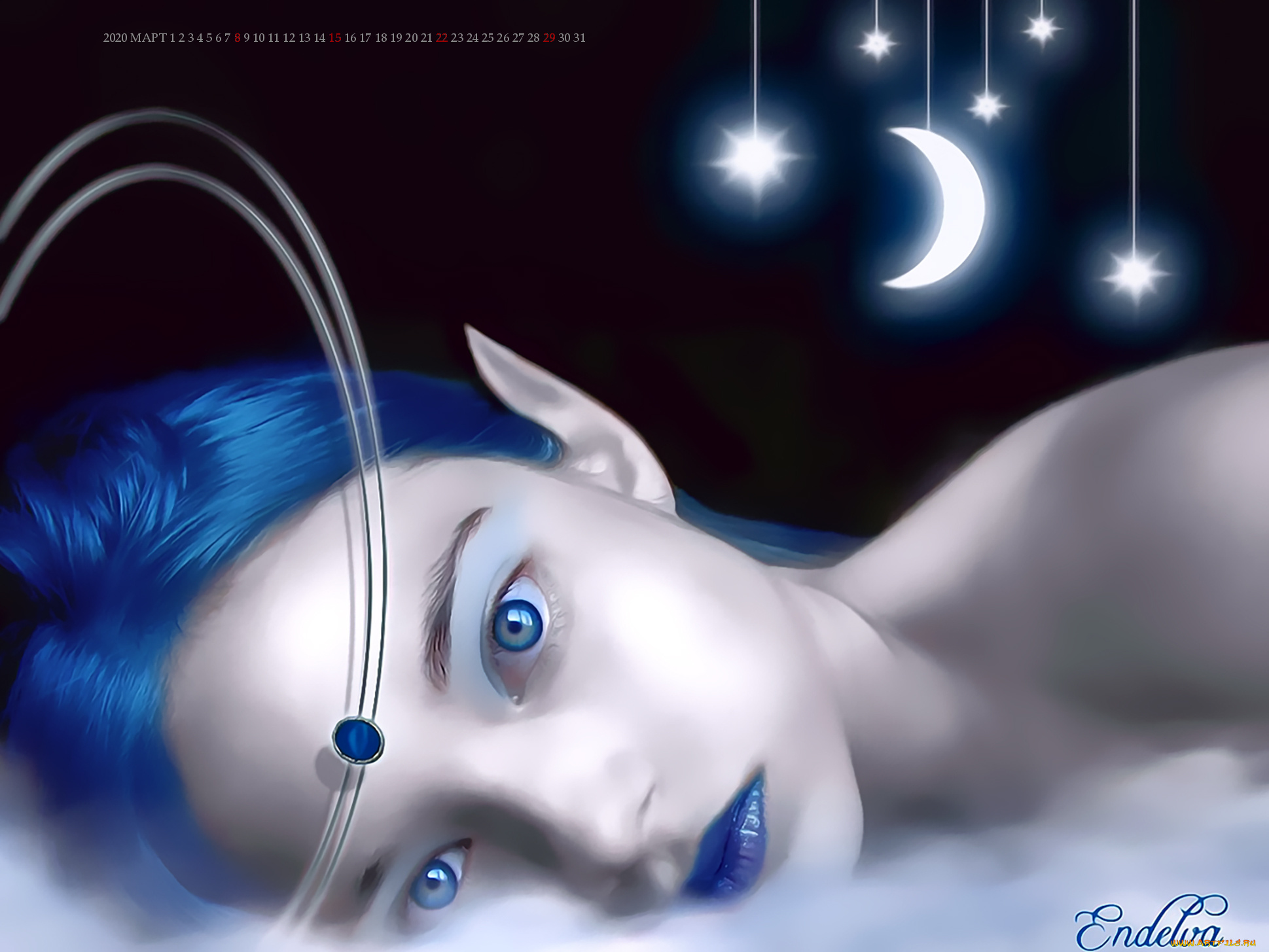 календари, фэнтези, взгляд, эльф, лицо, девушка, calendar, 2020