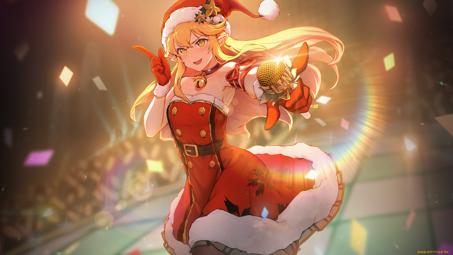 аниме, зима, , новый, год, , рождество, девушка