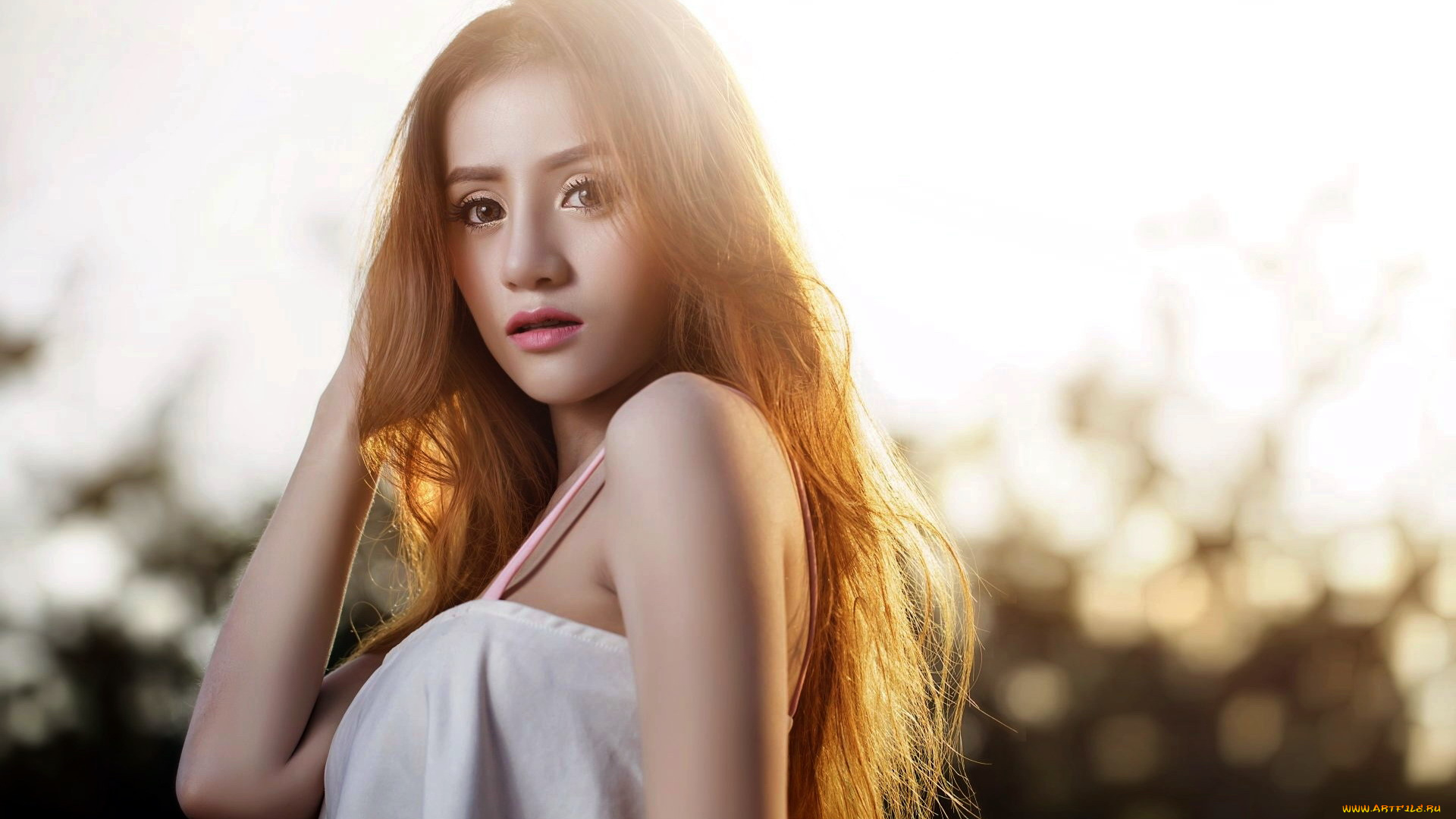 девушки, -, азиатки, рыжие, волосы, азиатка