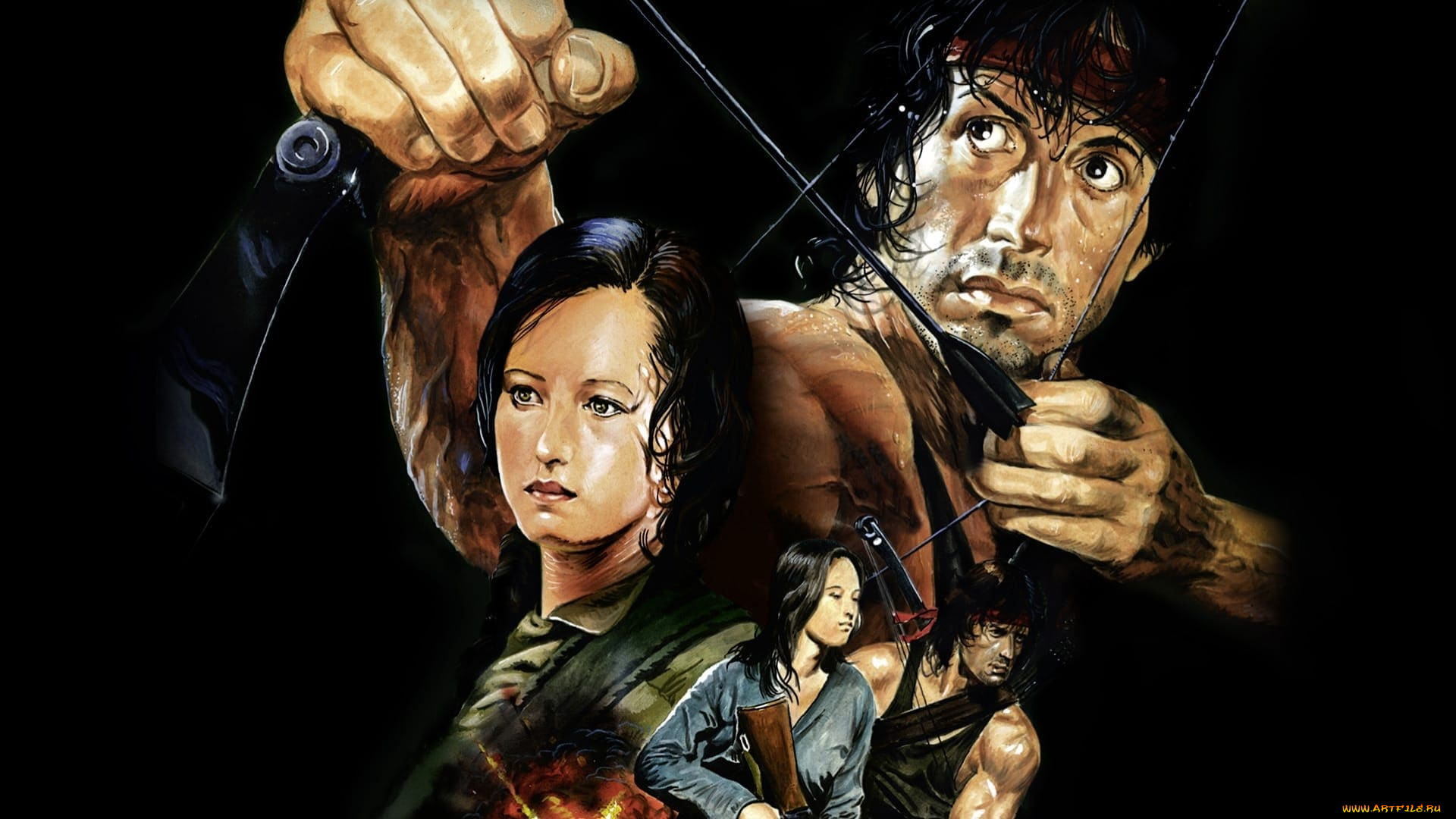 rambo, , first, blood, part, ii, , , 1985, рисованное, кино, , мультфильмы, рэмбо, первая, кровь, вторая, часть, постер, рисунок, боевик, триллер, сша, мексика