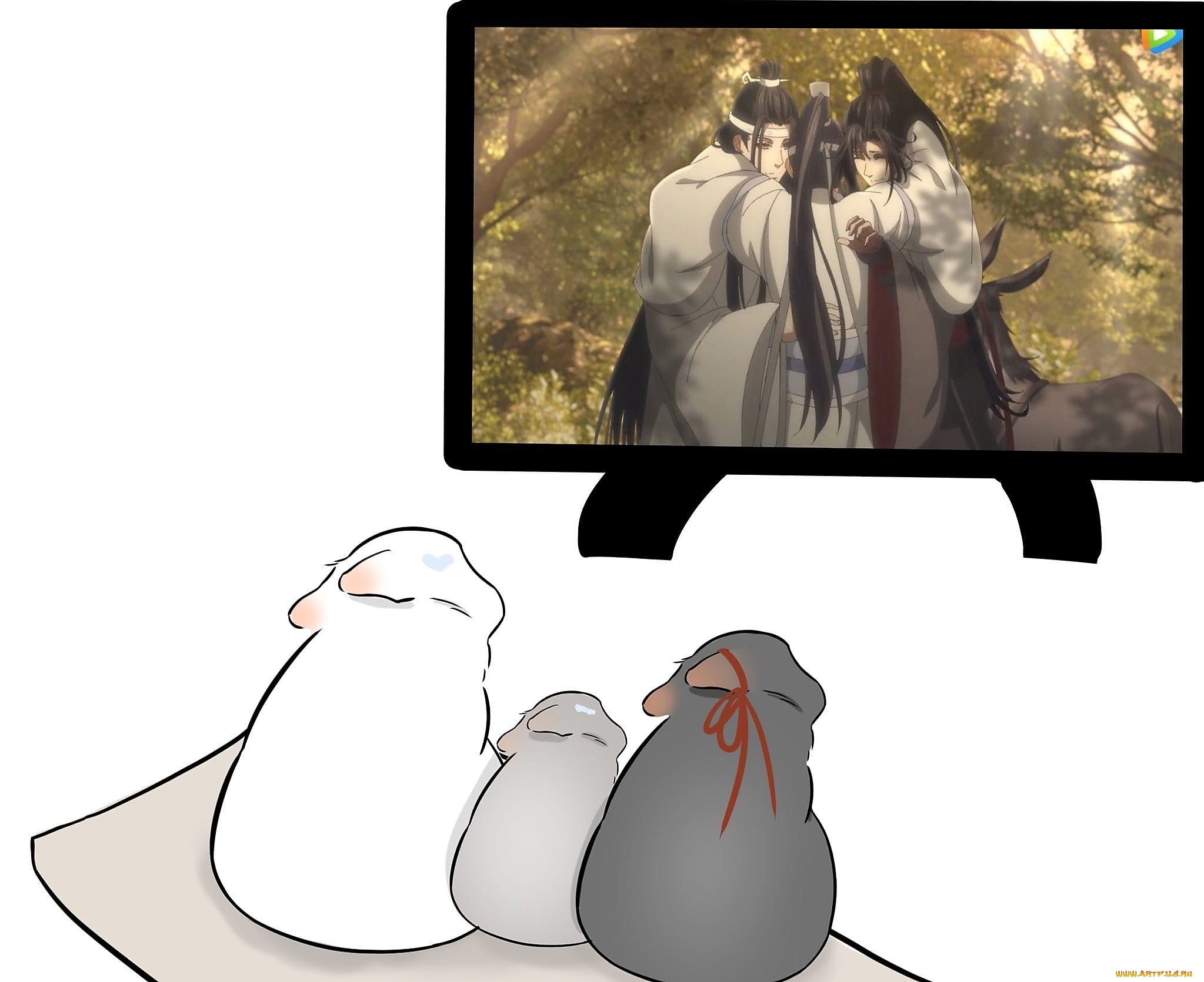 аниме, mo, dao, zu, shi, кролики, телевизор