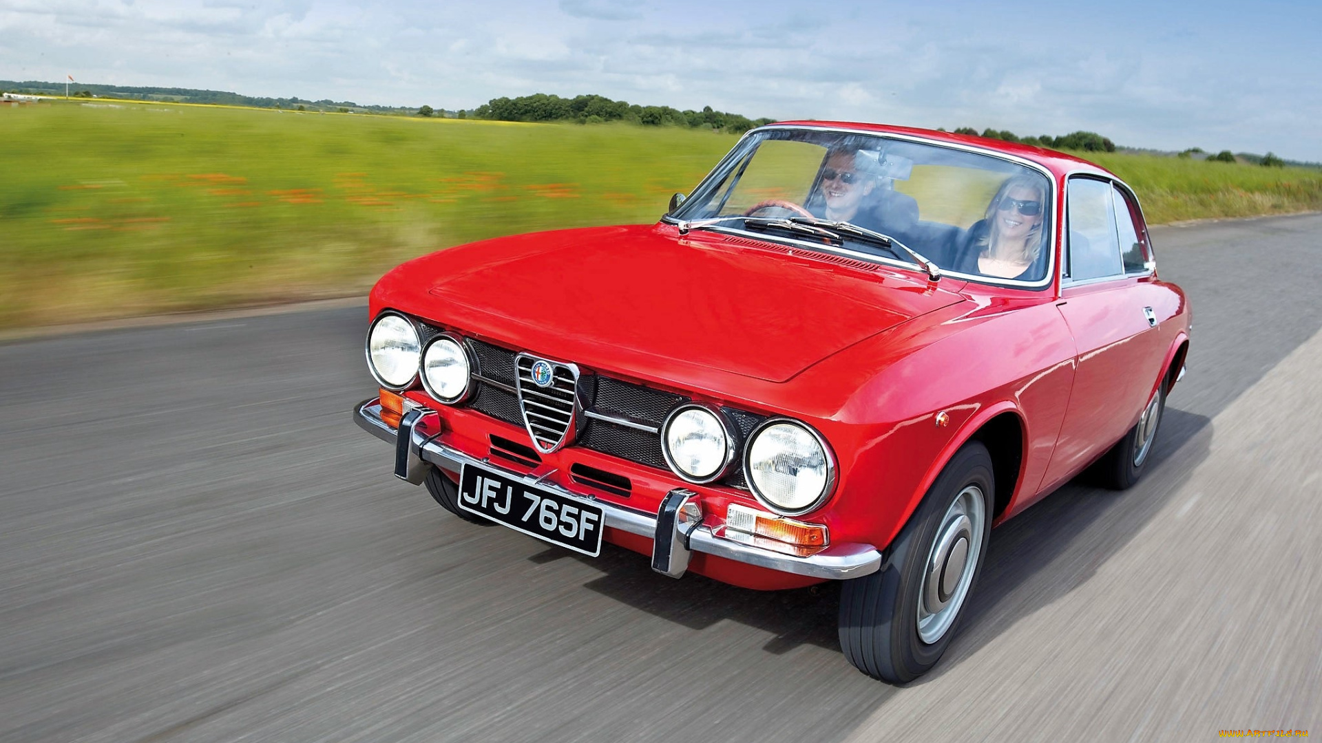 автомобили, alfa, romeo, красный, скорость, дорога