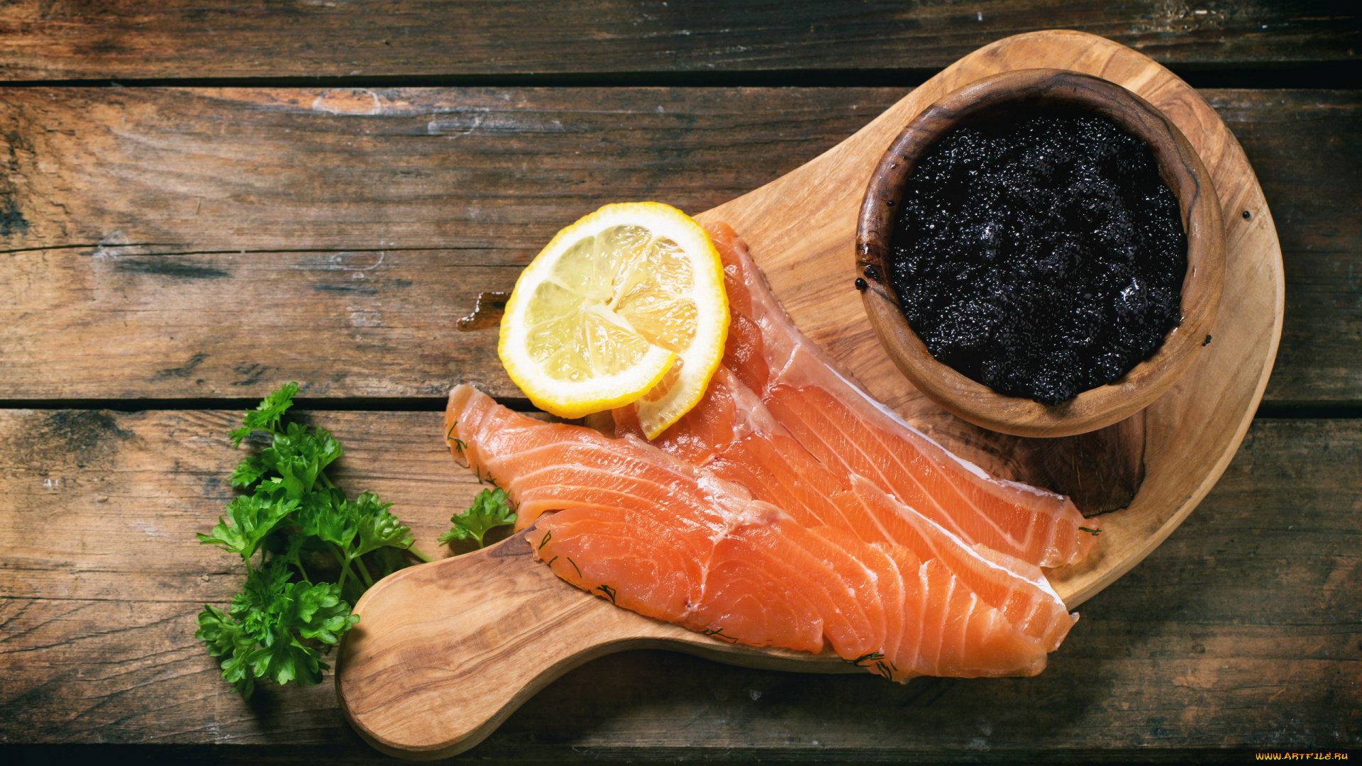 еда, разное, петрушка, форель, рыба, икра, черная, лимон