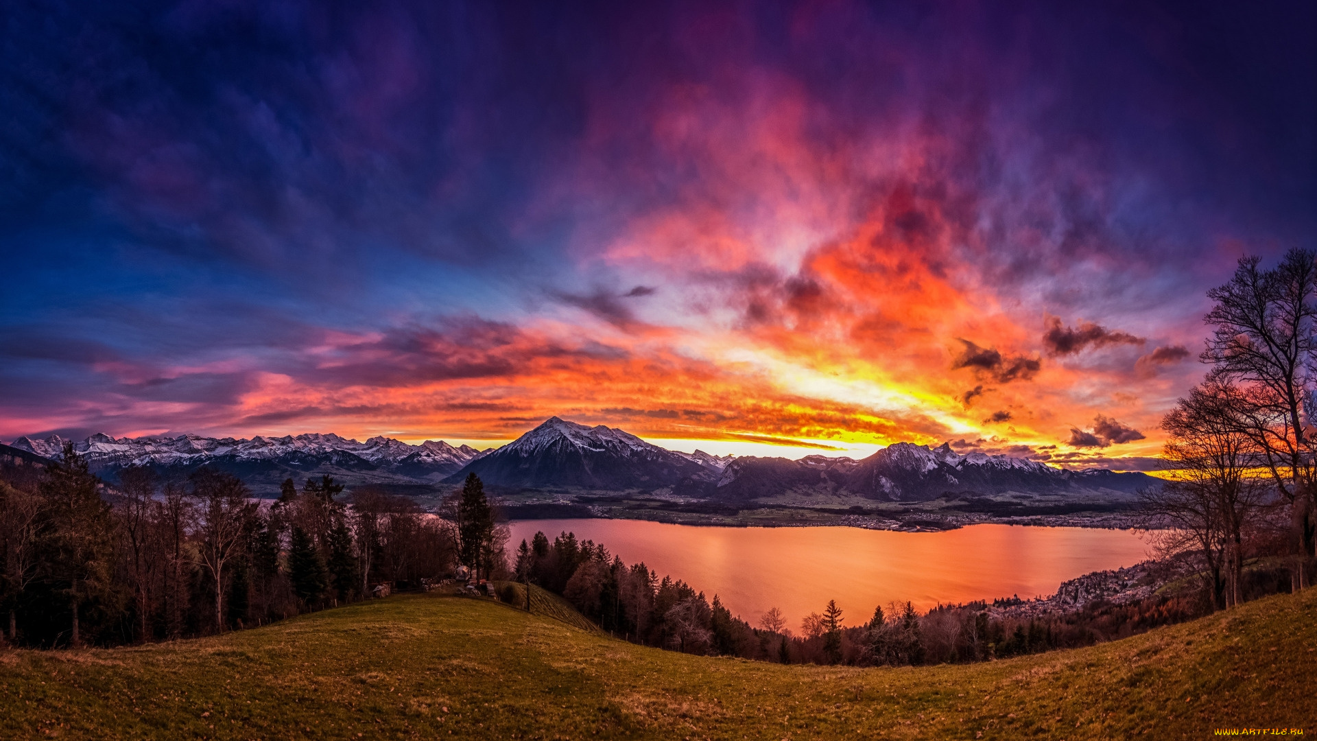 lake, thun, canton, of, bern, switzerland, природа, реки, озера, lake, thun, canton, of, bern