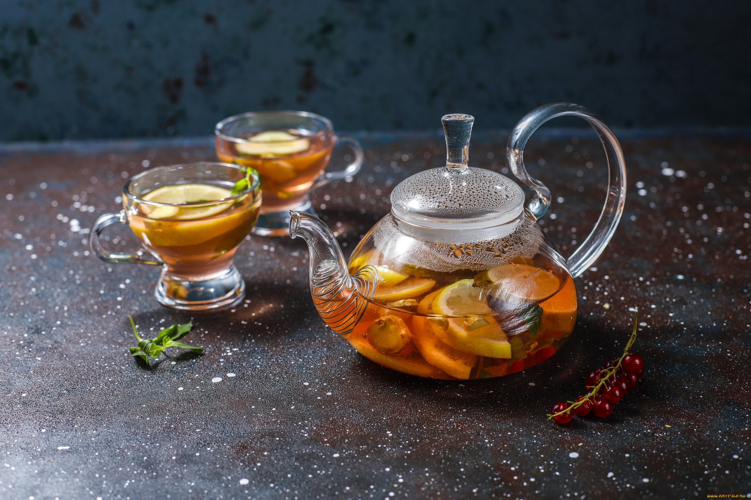 еда, напитки, , чай, чайник, чашки, чай, смородина