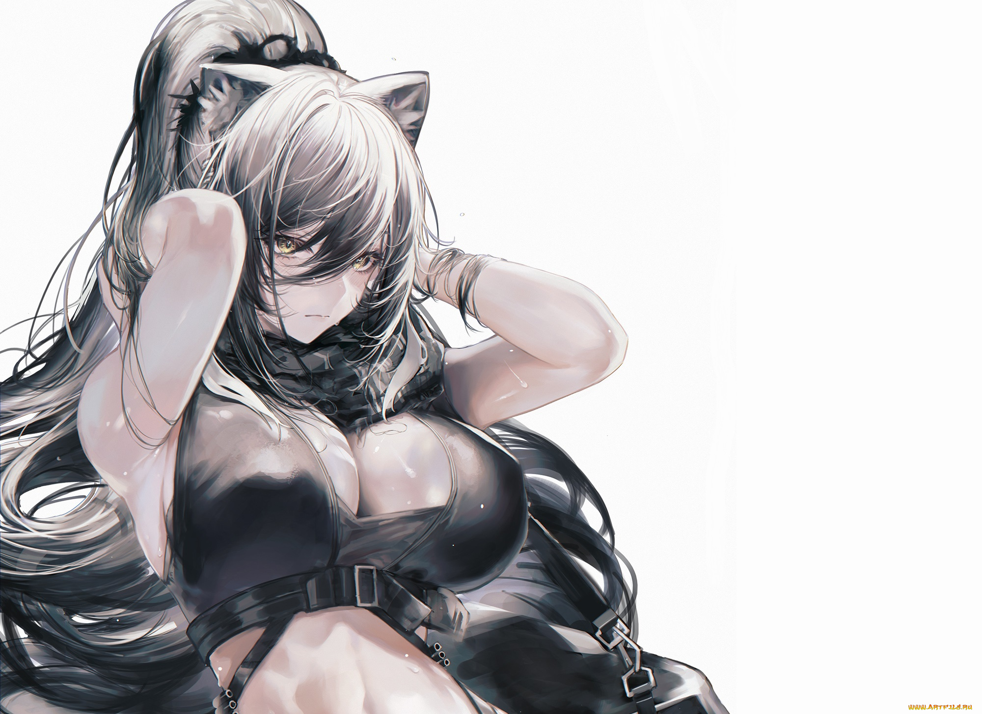 аниме, arknights, девушка, взгляд, поза