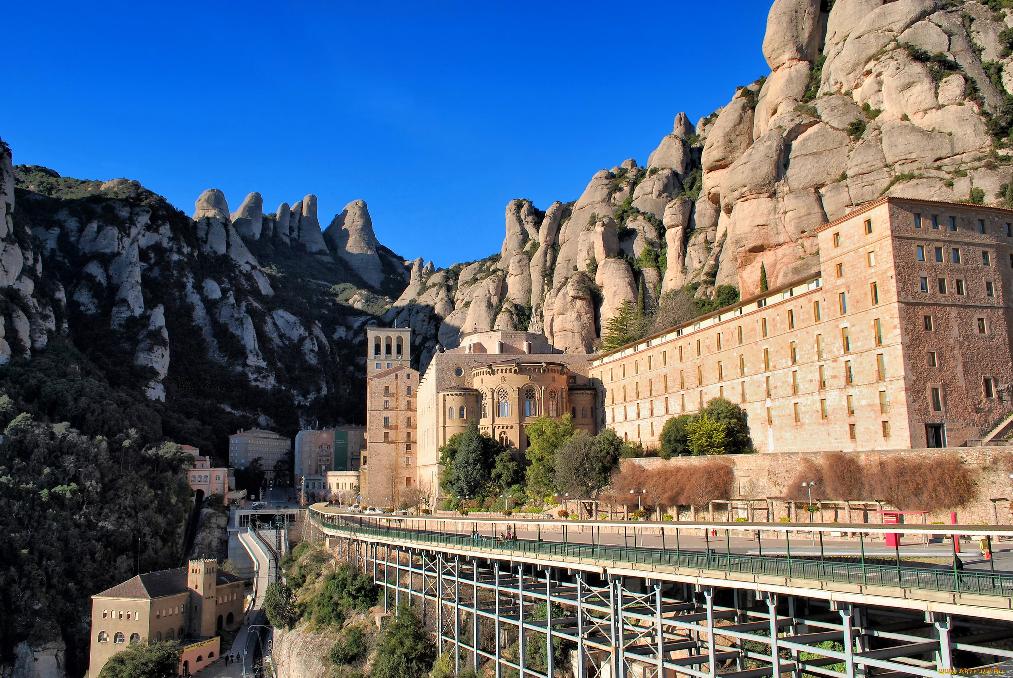 монтсеррат, , барселона, , каталония, города, -, католические, соборы, , костелы, , аббатства, дорога, здание, горы