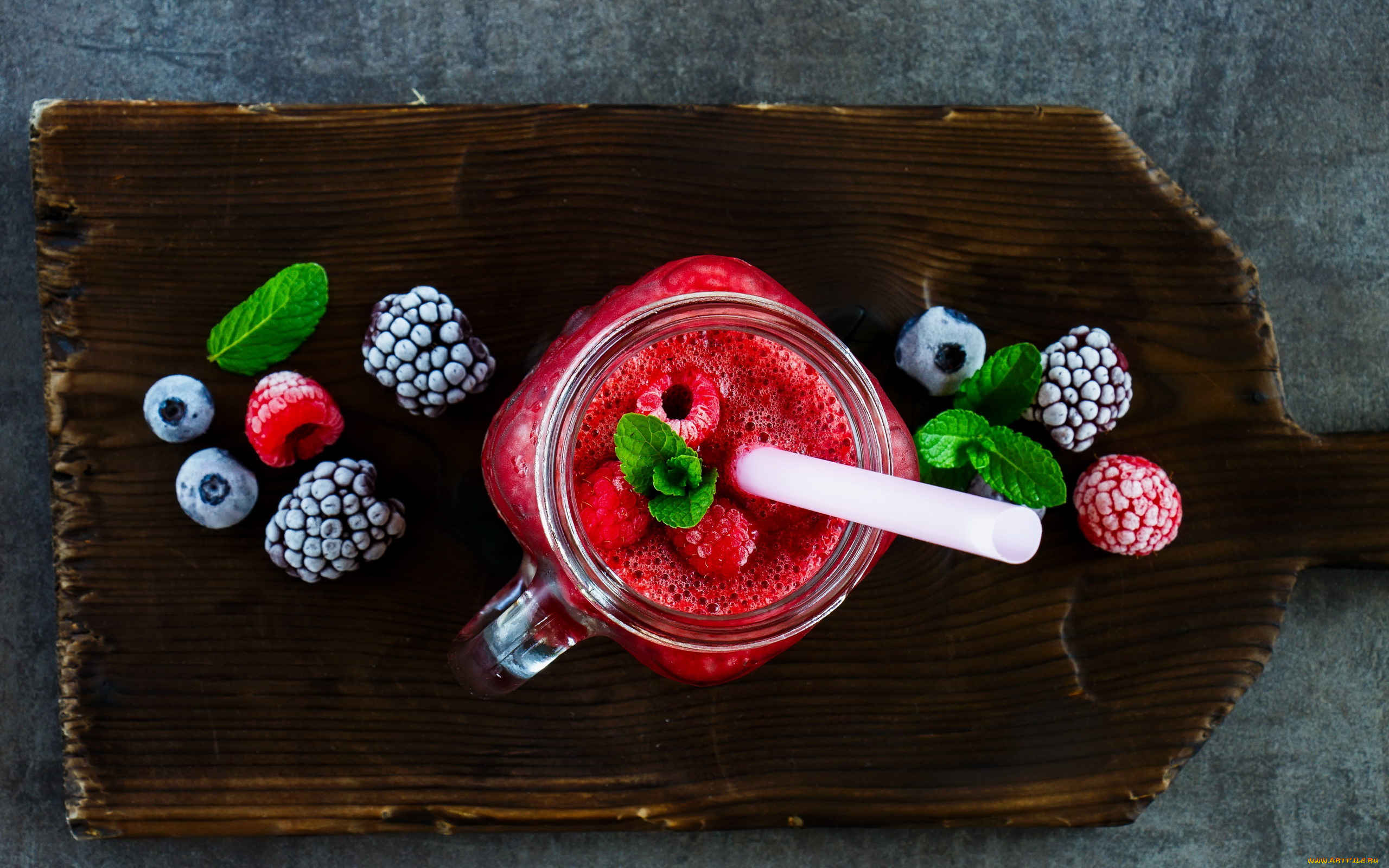 еда, напитки, мята, малиновый, смузи, черника, ежевика
