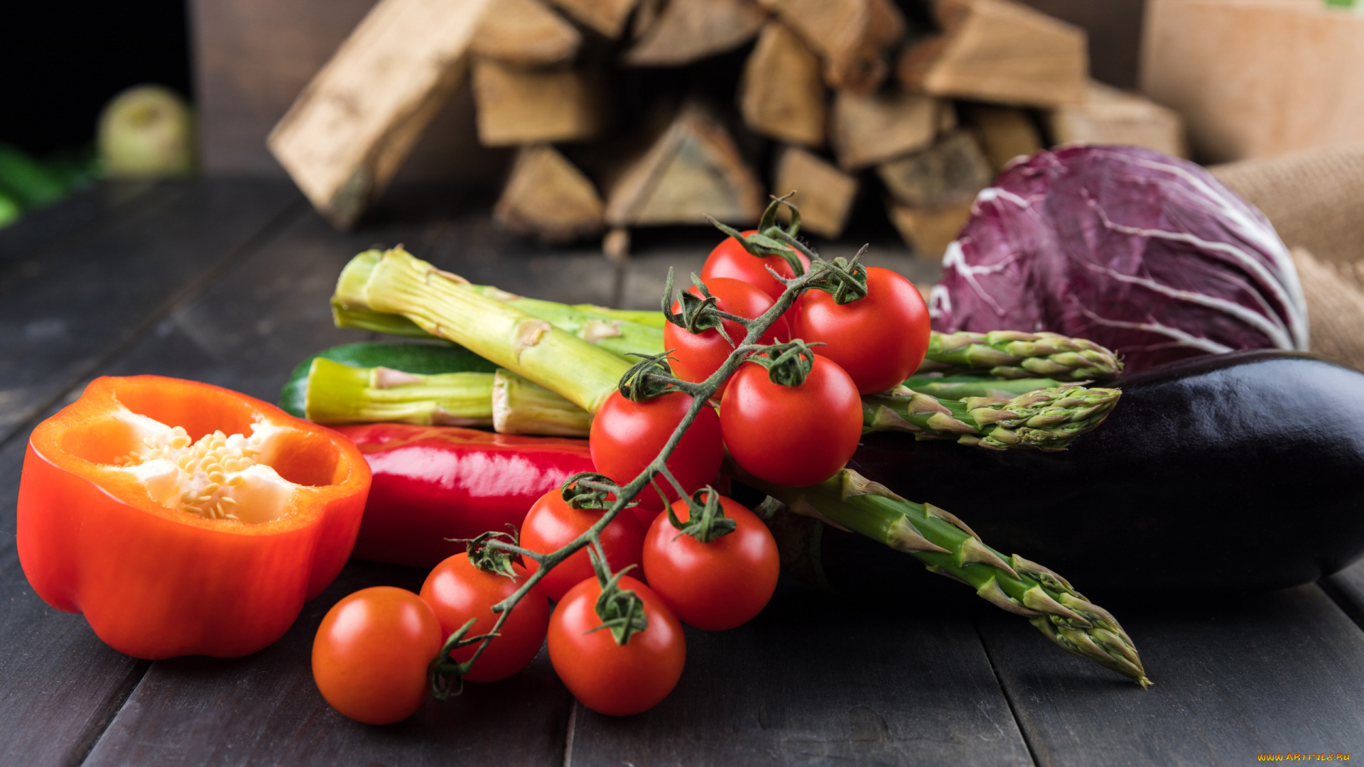 еда, овощи, спаржа, перец, баклажан, капуста, помидоры