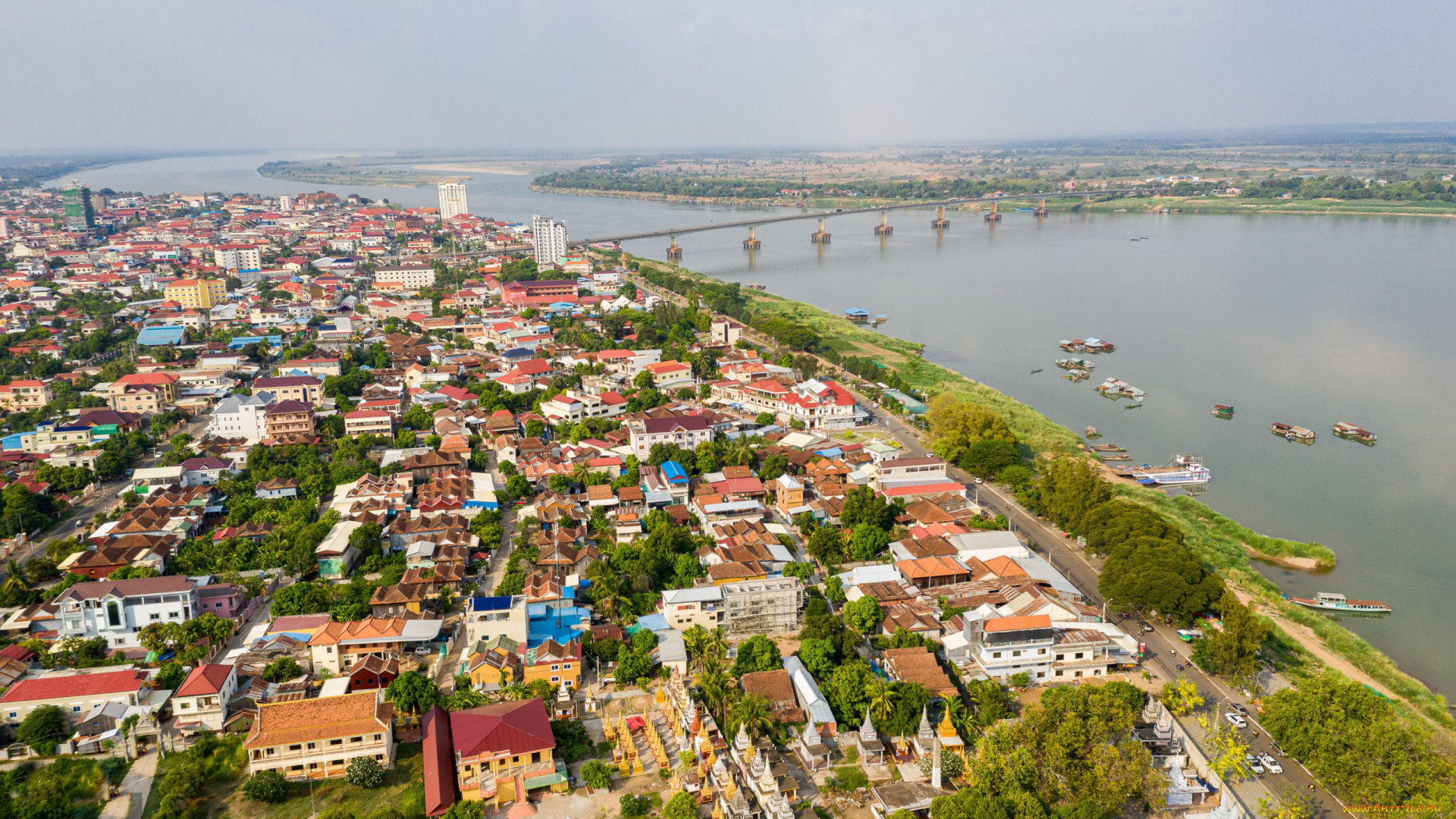 города, пномпень, , камбоджа, панорама