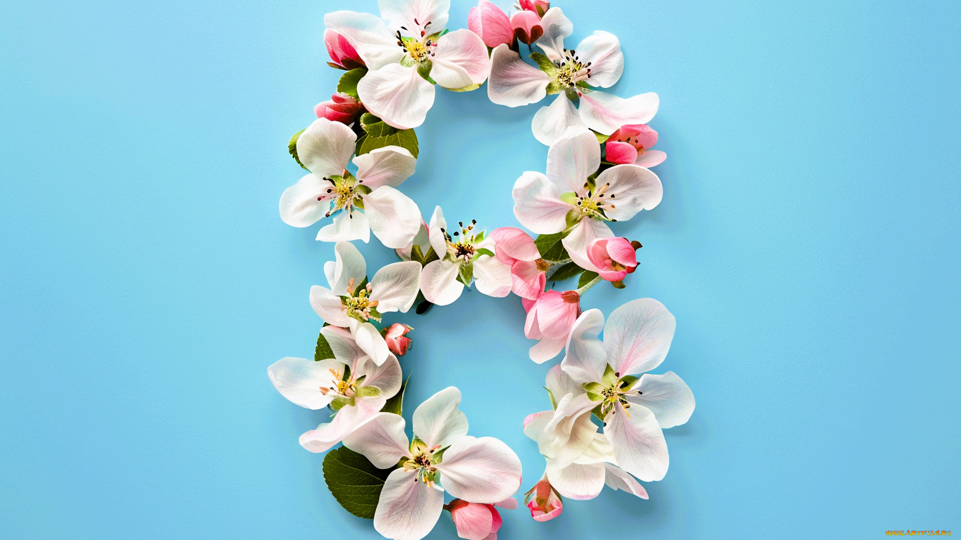 праздничные, международный, женский, день, -, 8, марта, цифра, цветы, весна