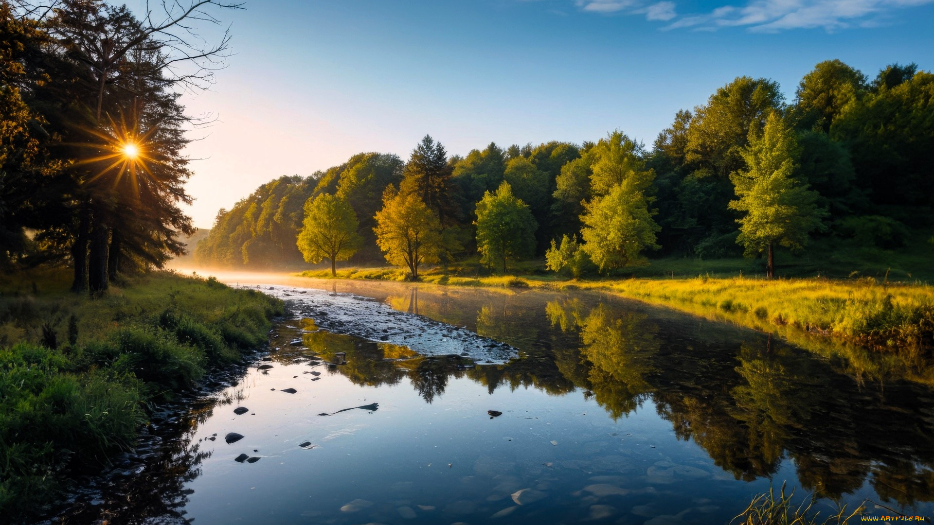 природа, реки, озера, лес, берега, закат, река