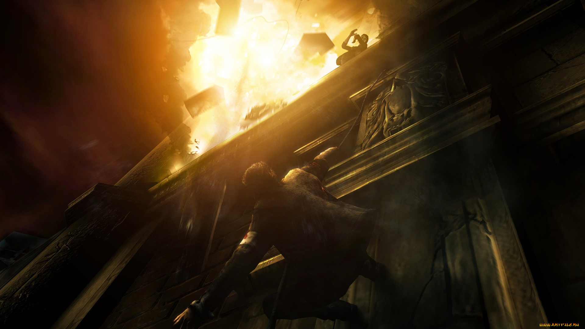 видео, игры, alone, in, the, dark, здание, стена, человек, взрыв