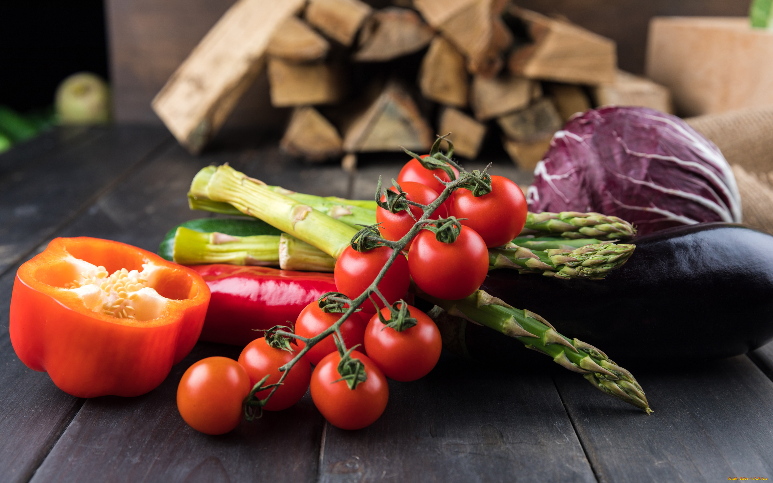 еда, овощи, спаржа, перец, баклажан, капуста, помидоры