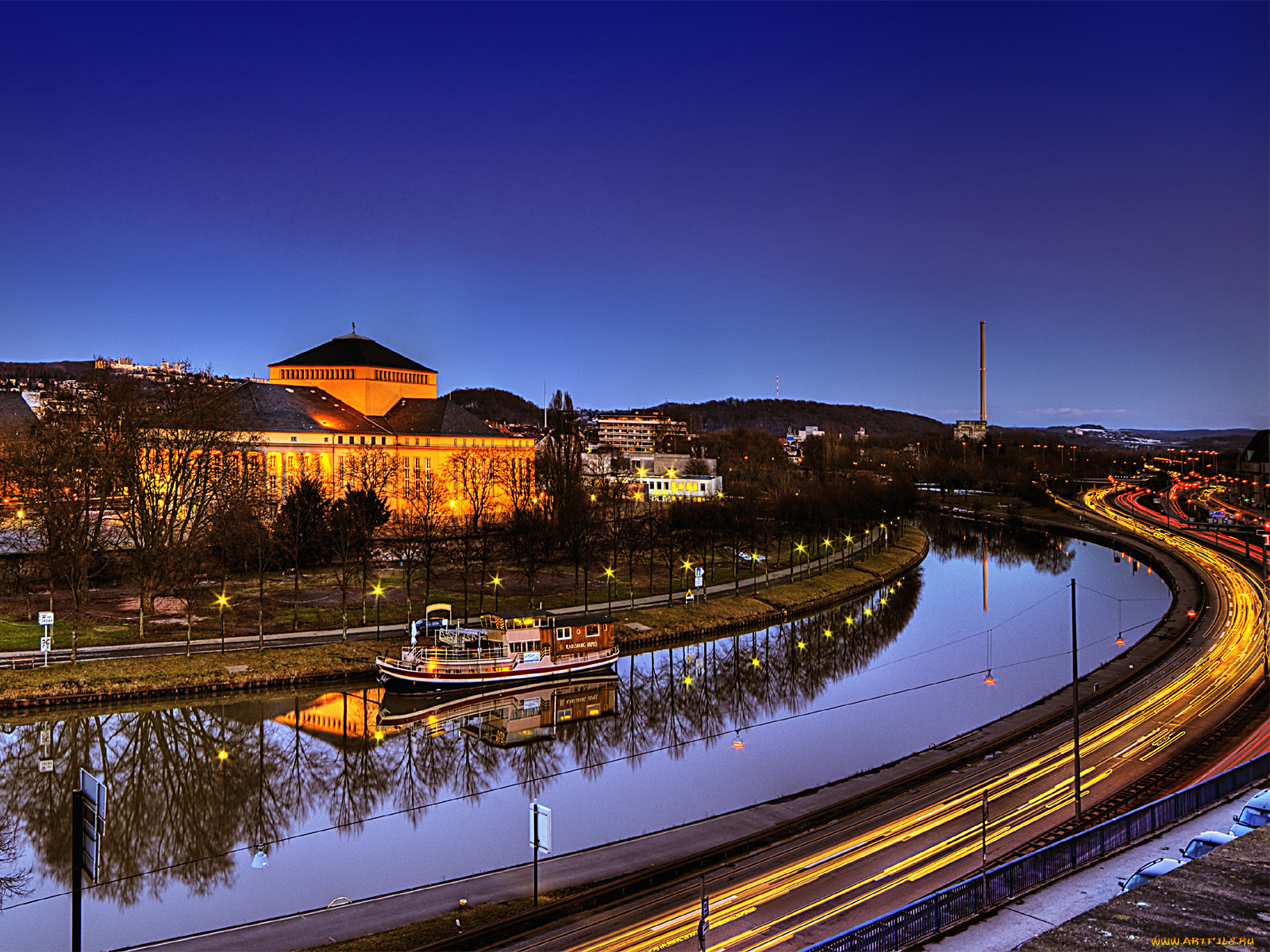 города, огни, ночного