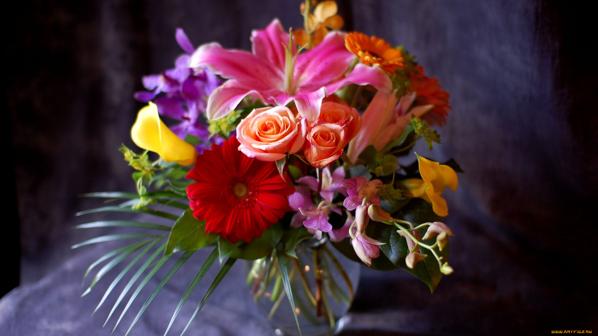 цветы, букеты, композиции, розы, герберы, лилии, каллы