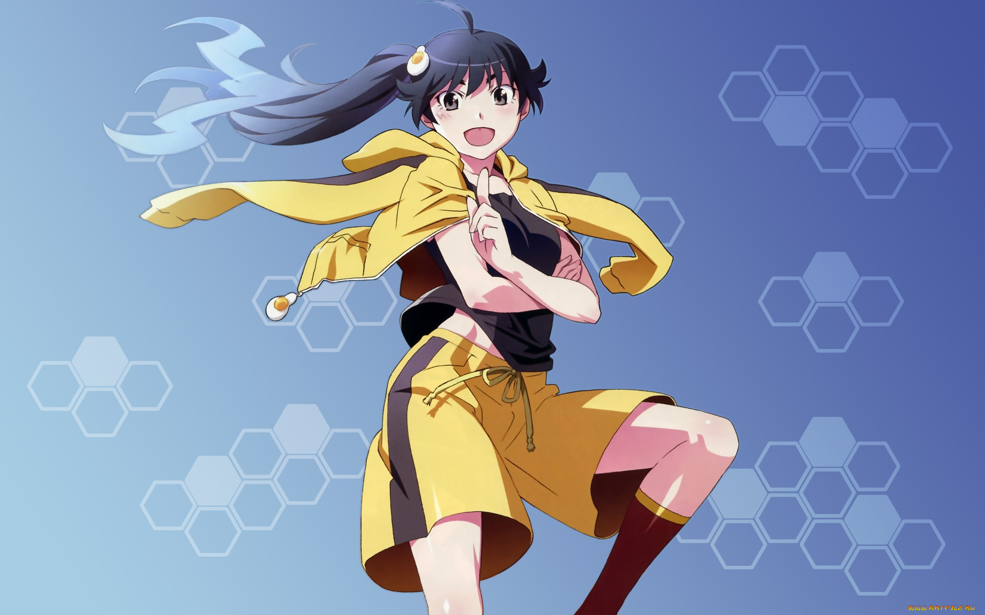 аниме, bakemonogatari, araragi, karen, девушка, форма, заколка