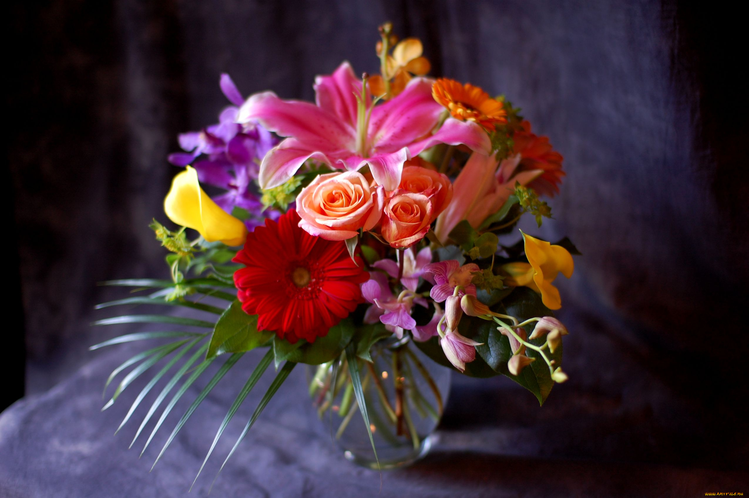 цветы, букеты, композиции, розы, герберы, лилии, каллы