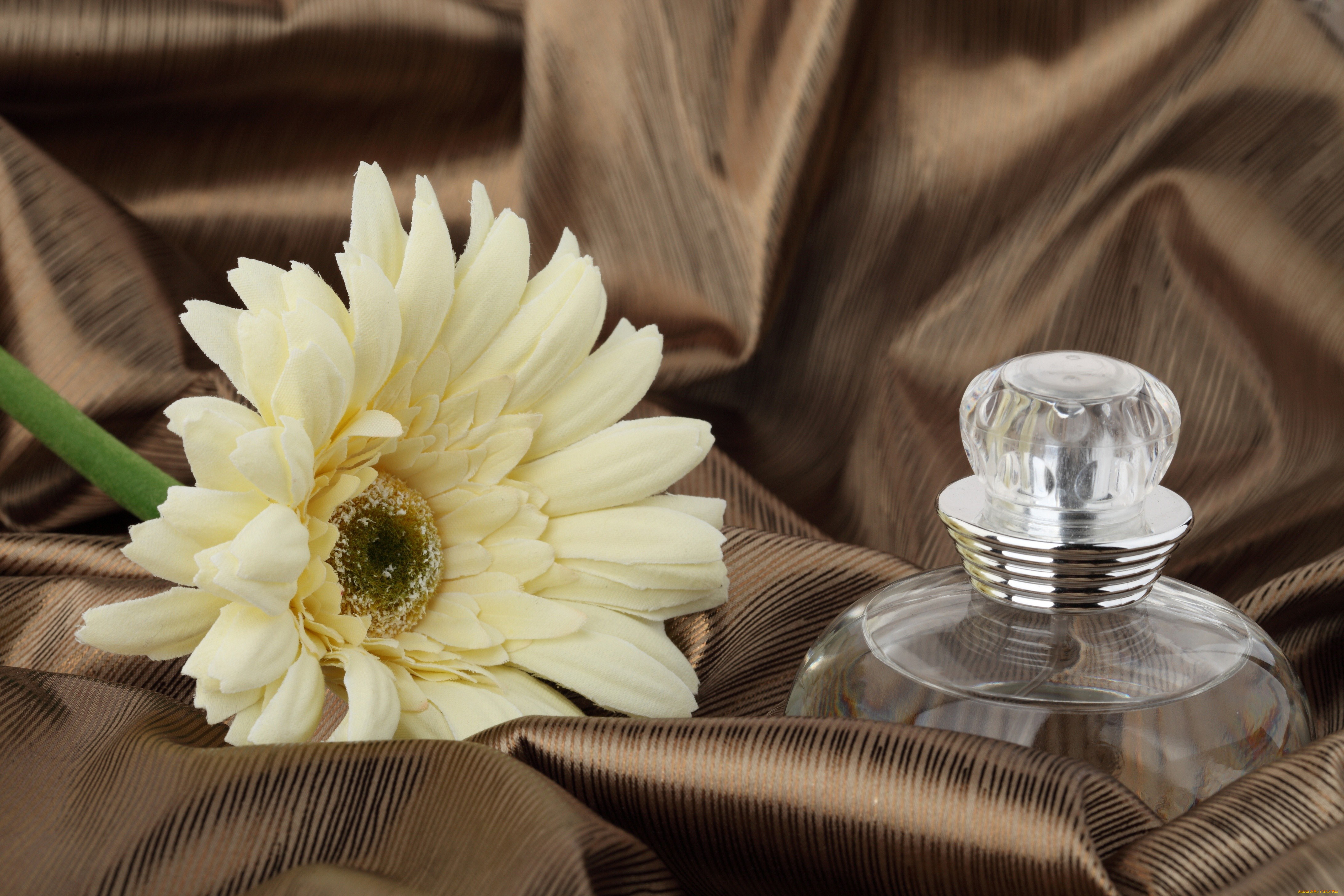 разное, косметика, духи, флакон, шелк, гербера