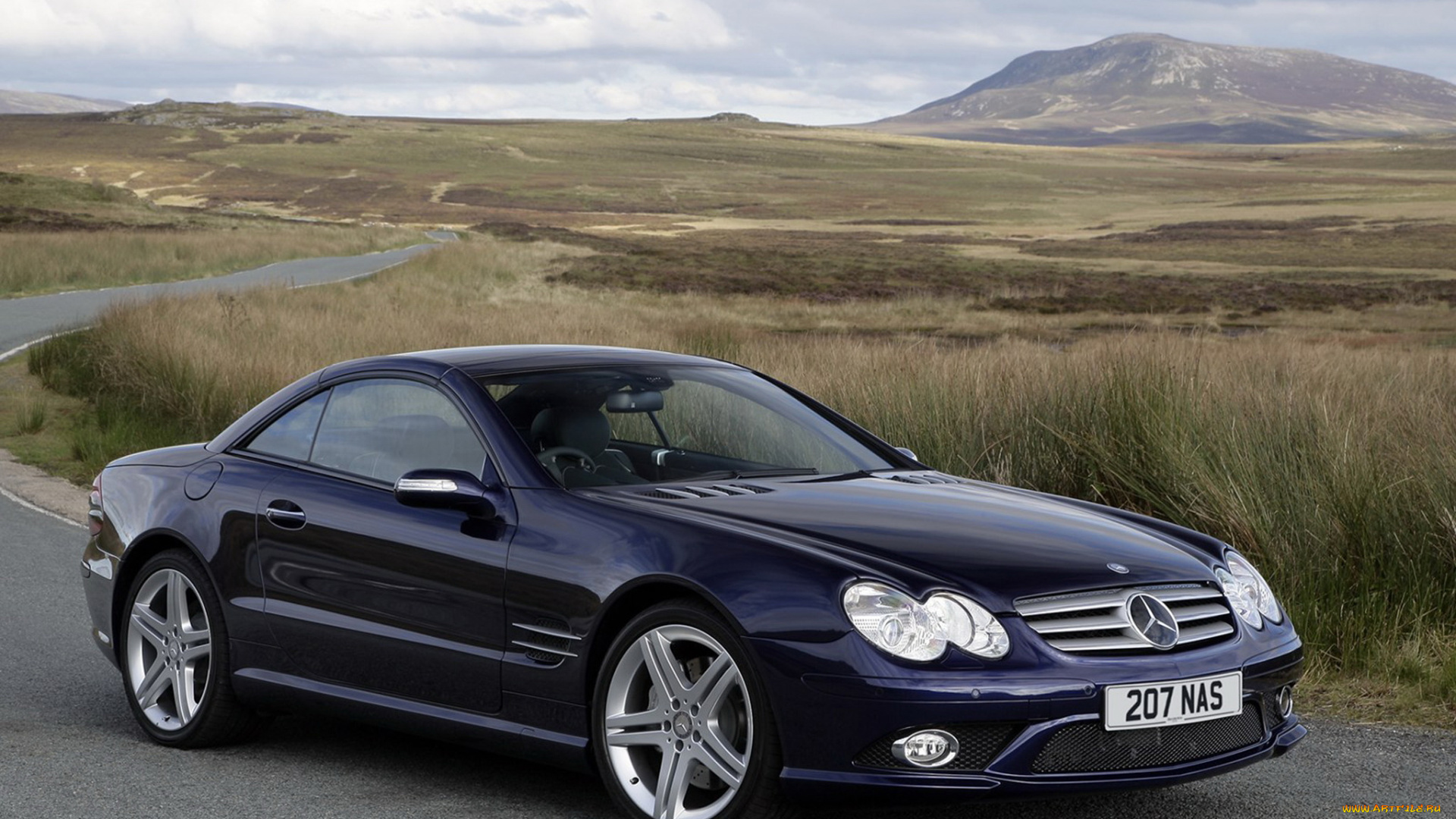 автомобили, mercedes-benz, синий, r230, uk-spec, package, sports, sl, 500